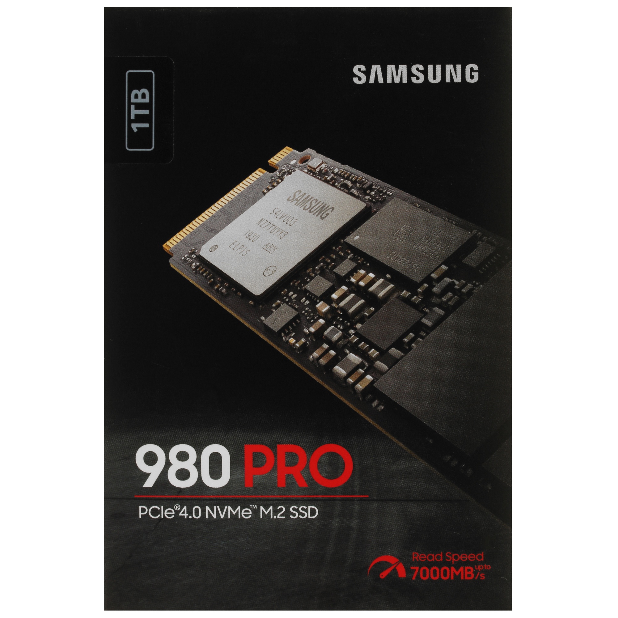 Накопитель SSD Samsung 980 PRO, 1TB, PCIe 4.0 x4, M.2 2280, NVMe, R/W 7000/5000