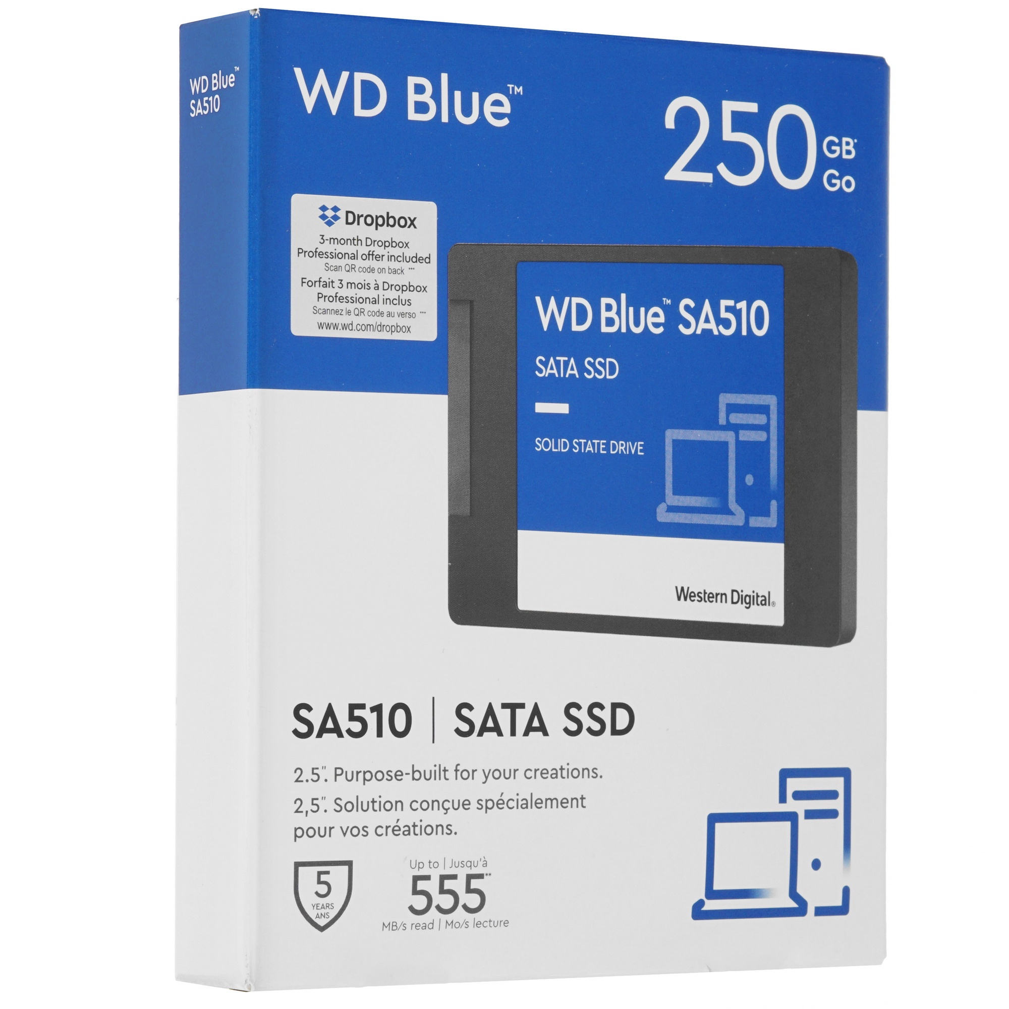 Накопитель SSD WD Blue SA510 WDS250G3B0A, 250GB, SATA III, 2.5", R/W 555/440