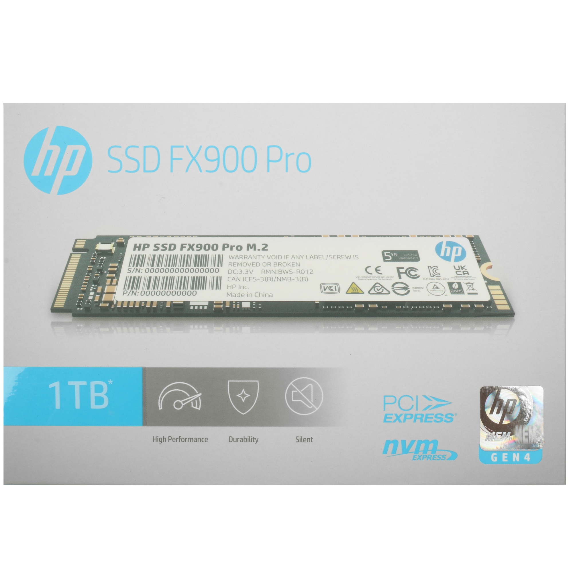 Накопитель SSD HP FX900 Pro, 1TB, M.2 2280, PCIe 4.0 x4, NVMe, R/W 7000/5600