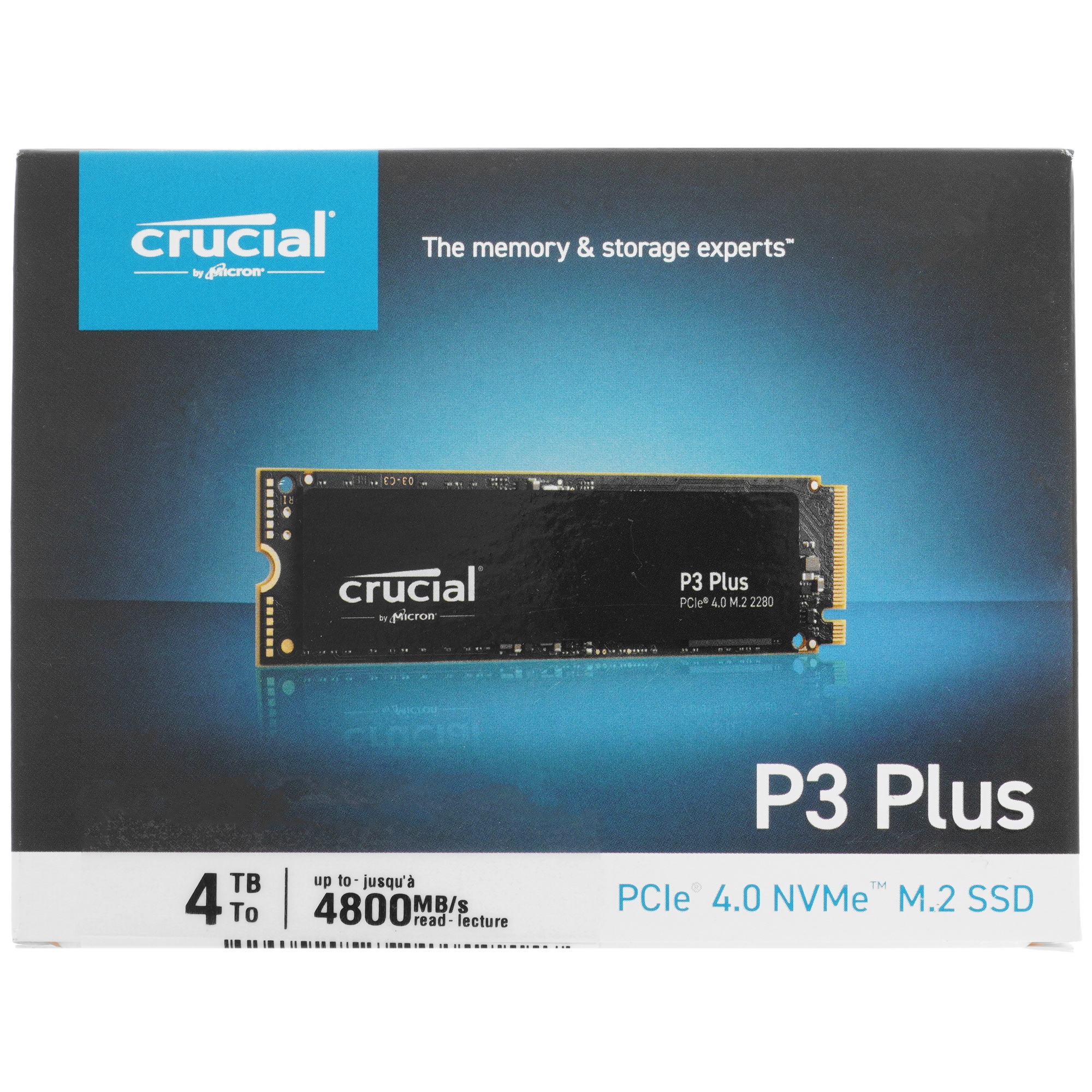 Накопитель SSD Crucial P3 Plus, 4Tb, PCIe 4.0 x4, M.2 2280, NVMe, R/W 4800/4100