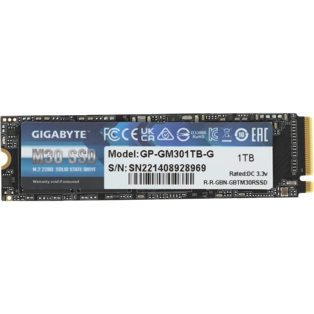 Твердотельный накопитель SSD Gigabyte OEM 2 2280 1TB M30 Client SSD GP-GM301TB-G PCIe Gen3x4 with NV