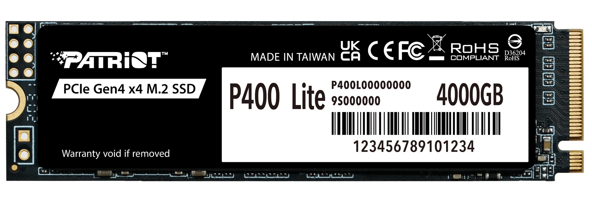 Накопитель SSD Patriot PCIe 4.0 x4 4TB P400LP4KGM28H P400 Lite M.2 2280