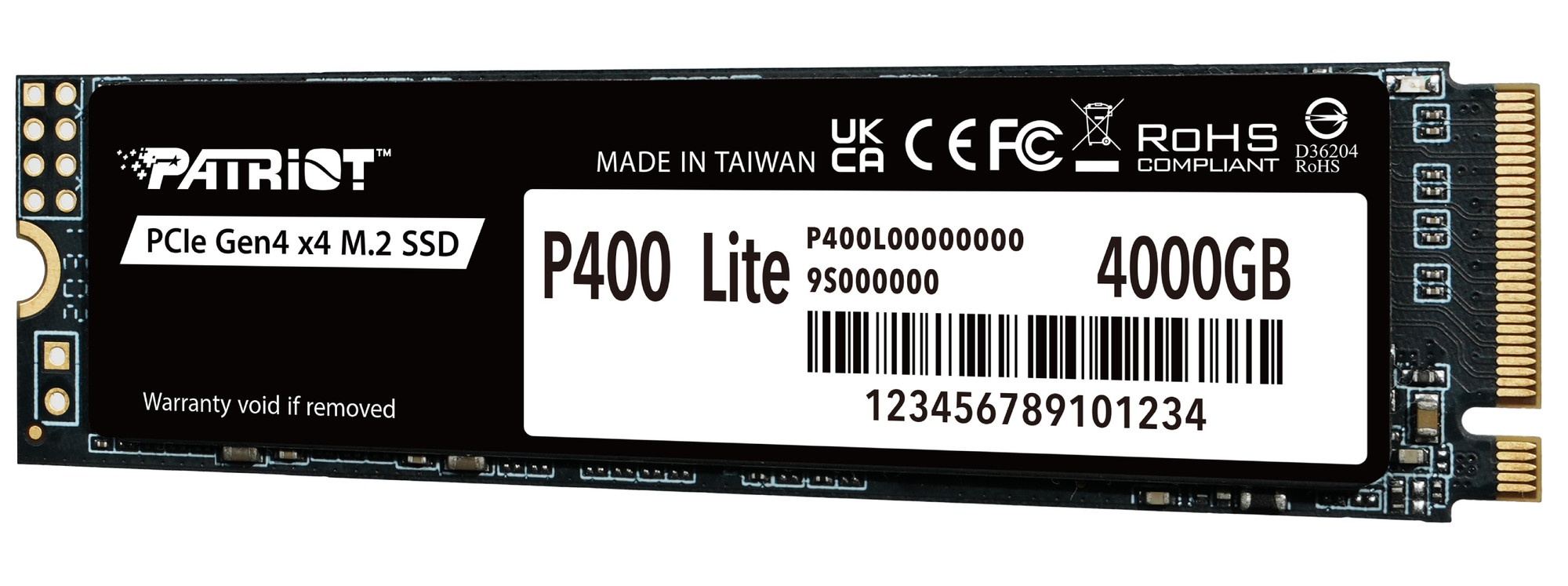 Накопитель SSD Patriot PCIe 4.0 x4 4TB P400LP4KGM28H P400 Lite M.2 2280