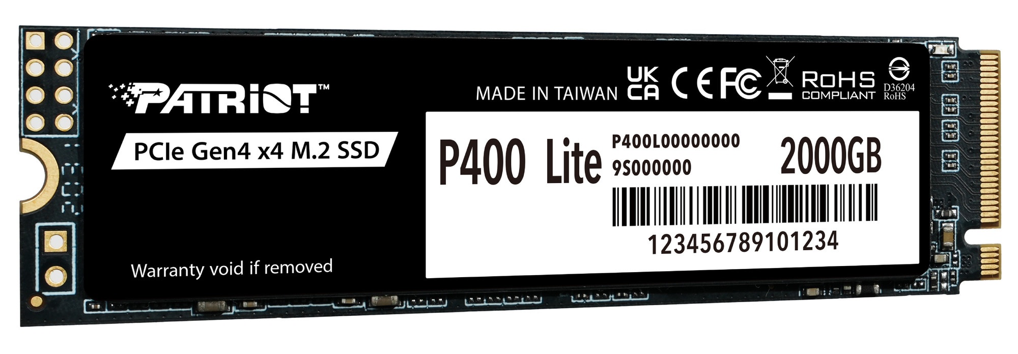 Накопитель SSD Patriot PCIe 4.0 x4 2TB P400LP2KGM28H P400 Lite M.2 2280