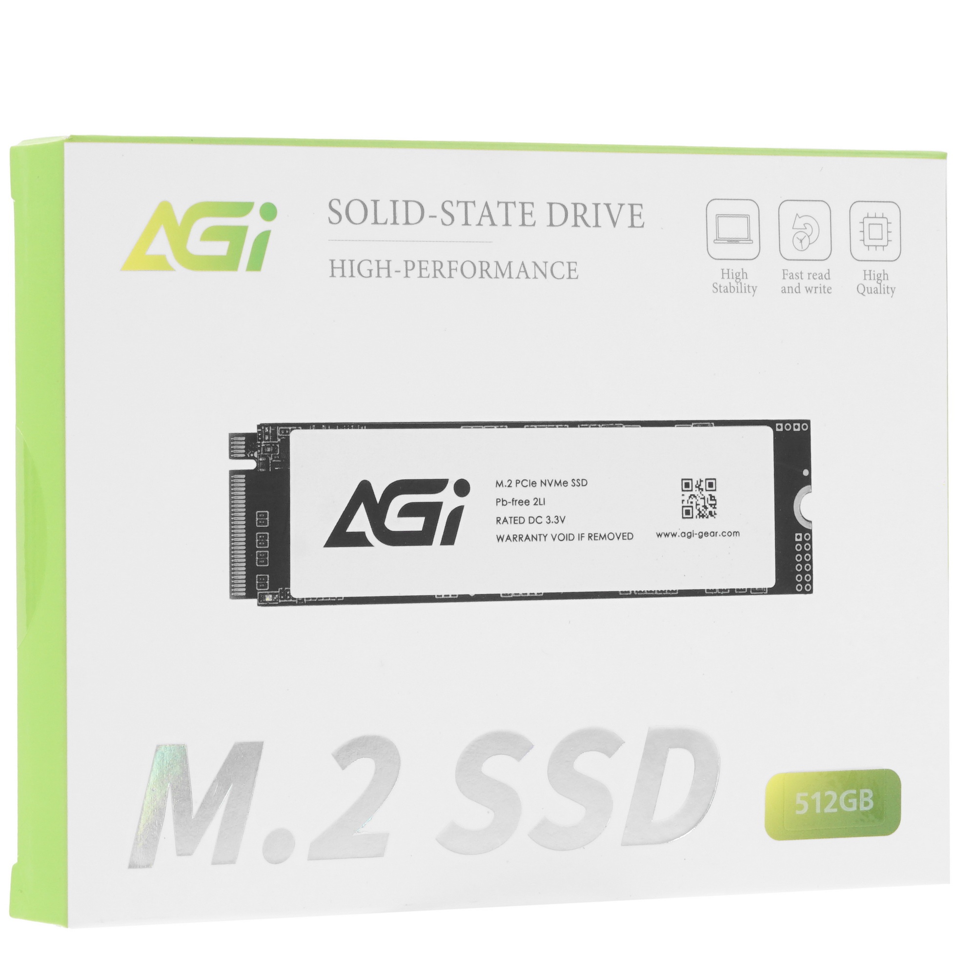 Накопитель SSD AGI AI298, 512Gb, PCIe 3.0 x4, M.2 2280, NVMe, R/W 2200/1300