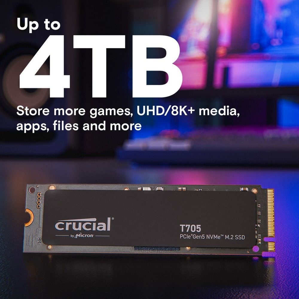 Накопитель SSD Crucial T705 4TB PCIe Gen5 NVMe M.2 SSD CT4000T705SSD3