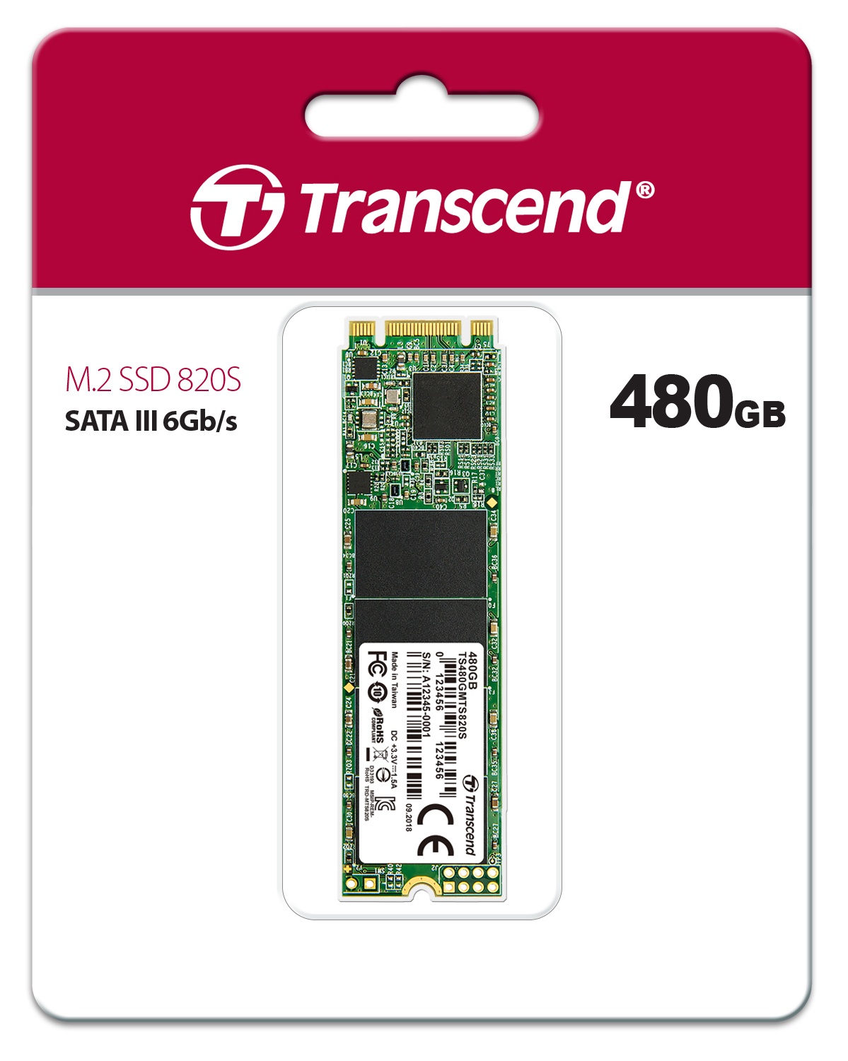 Накопитель SSD 480GB Transcend MTS820, 3D NAND, M.2, SATA III [R/W - 560/520 MB/s]