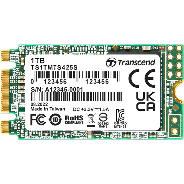 Накопитель SSD 1Tb Transcend 425S, M.2 2242, SATA, 3D TLC [R/W - 550/500 MB/s]