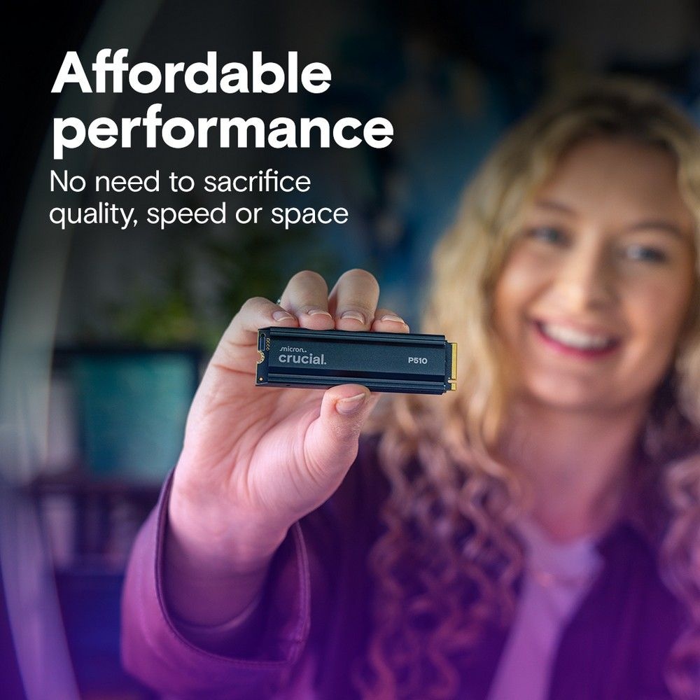 Твердотельный накопитель SSD Crucial P510 1TB PCIe Gen5 NVMe 2280 M.2 SSD with heatsink CT1000P510SS