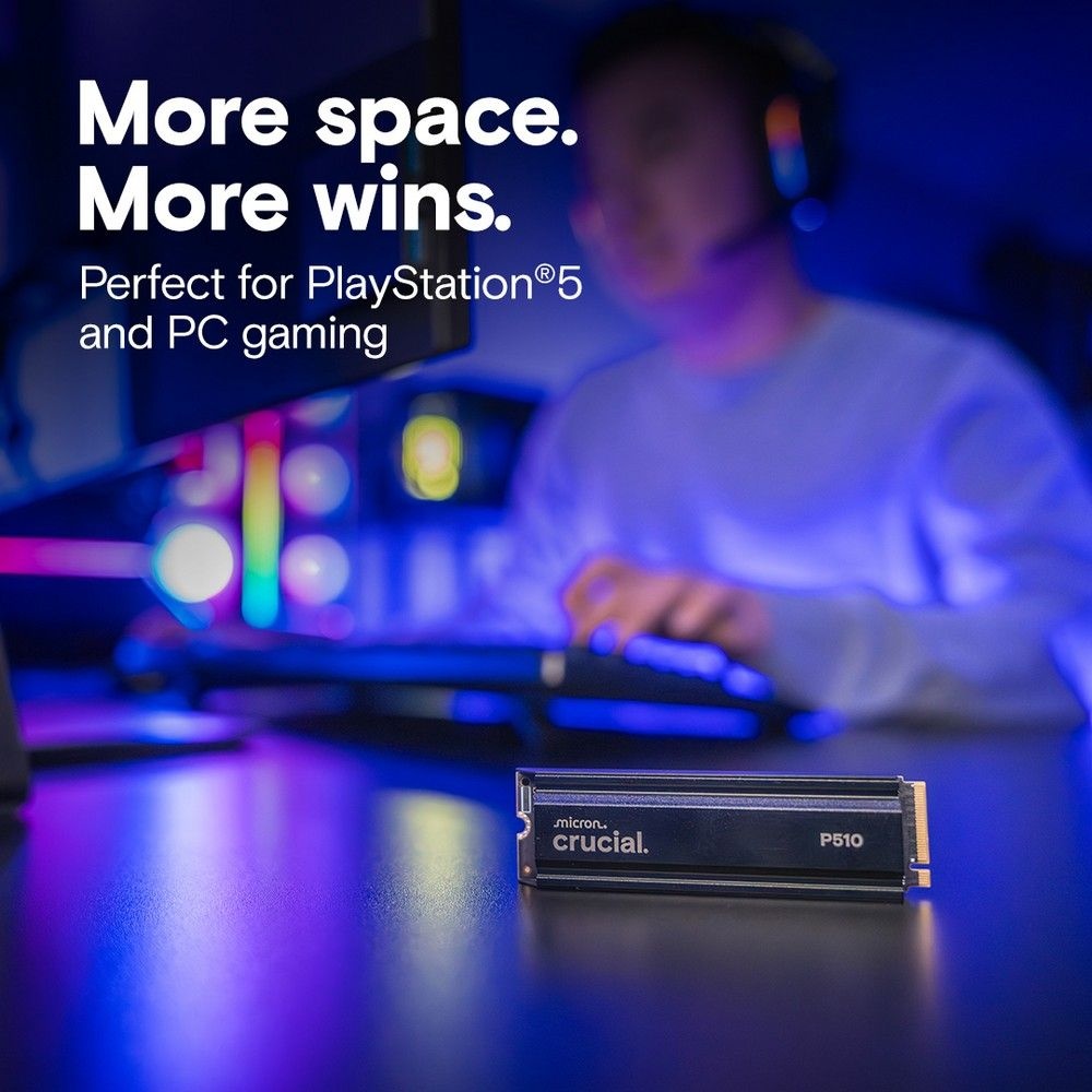 Твердотельный накопитель SSD Crucial P510 1TB PCIe Gen5 NVMe 2280 M.2 SSD with heatsink CT1000P510SS