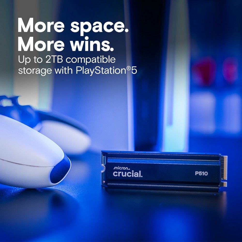 Твердотельный накопитель SSD Crucial P510 1TB PCIe Gen5 NVMe 2280 M.2 SSD with heatsink CT1000P510SS