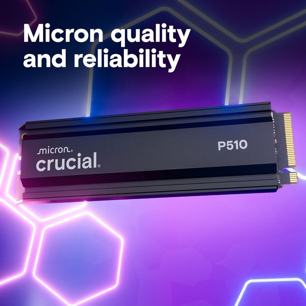 Твердотельный накопитель SSD Crucial P510 1TB PCIe Gen5 NVMe 2280 M.2 SSD with heatsink CT1000P510SS