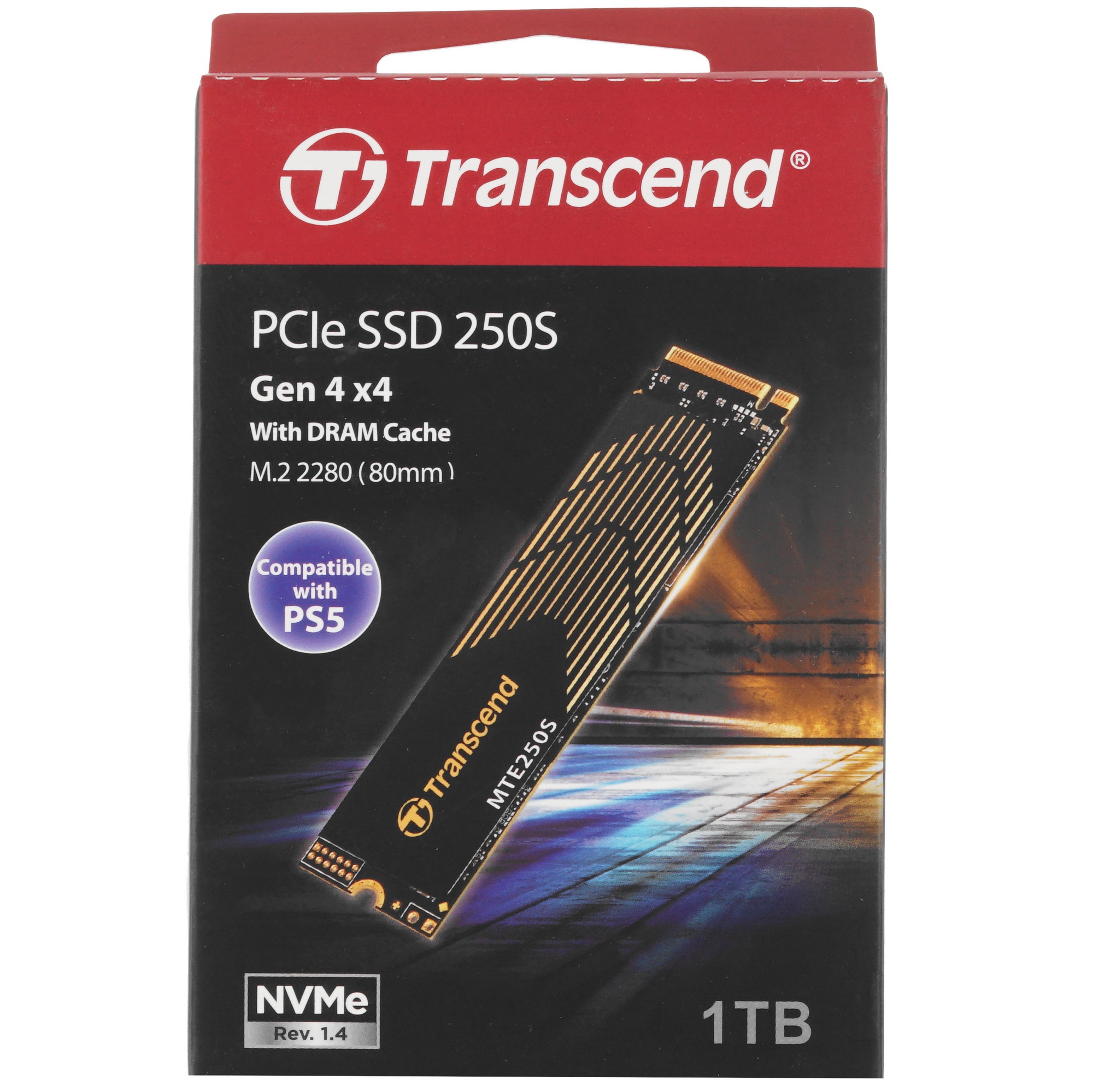Накопитель SSD Transcend SSD MTE250S, 1000GB, M.2(22x80мм), NVMe 1.4, PCIe 4.0 x4, 3D NAND, R/W 7200