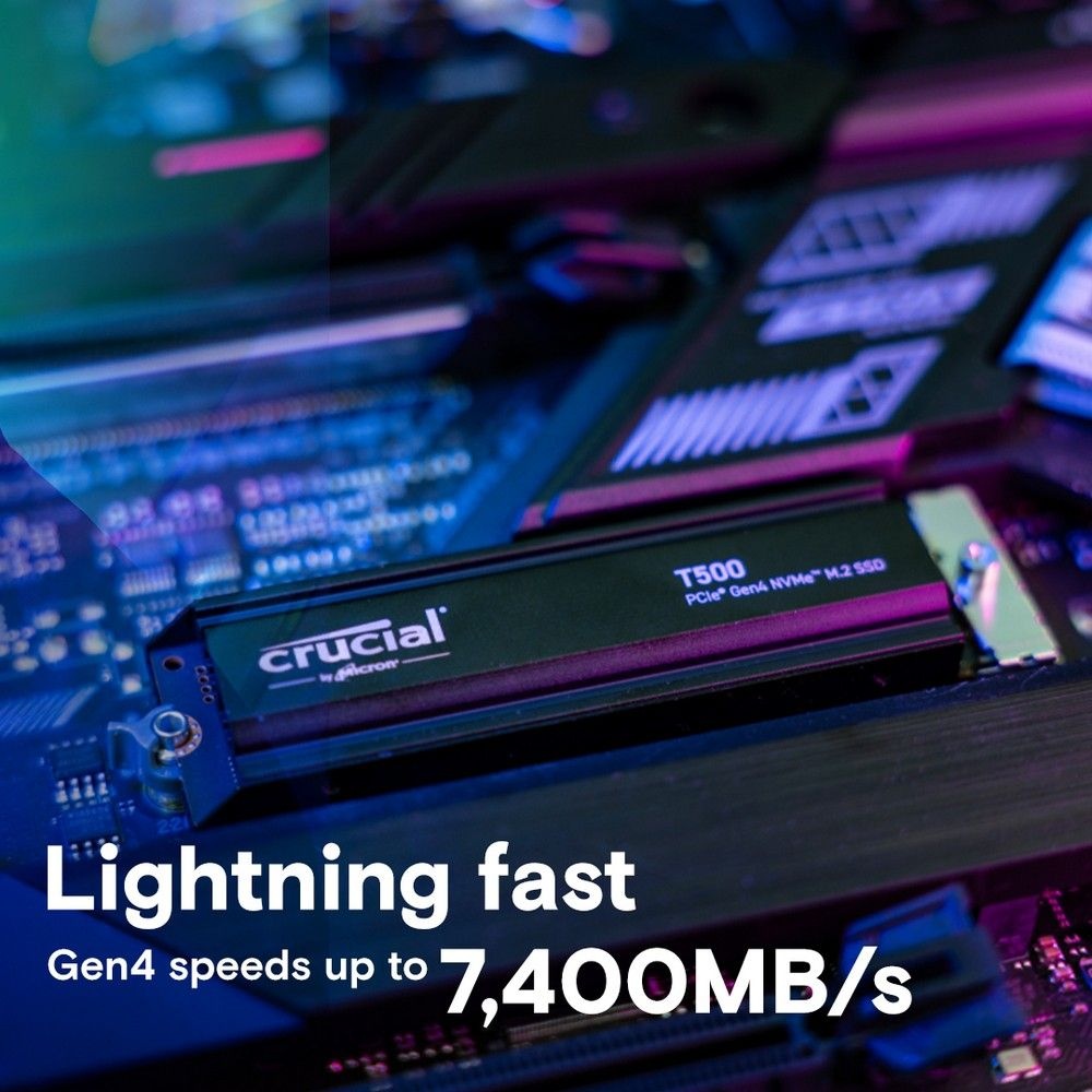 Накопитель SSD Crucial T500 1Tb PCIe Gen4 NVMe M.2 SSD with heatsink CT1000T500SSD5