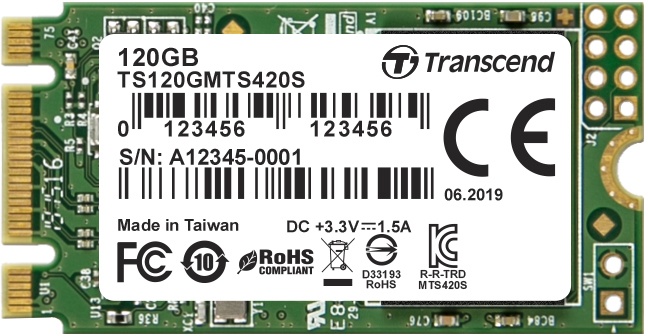 Накопитель SSD M.2 Transcend 120Gb MTS420 (SATA3, up to 560/340MBs, 85000 IOPs, 3D TLC, 22х42мм) TS1