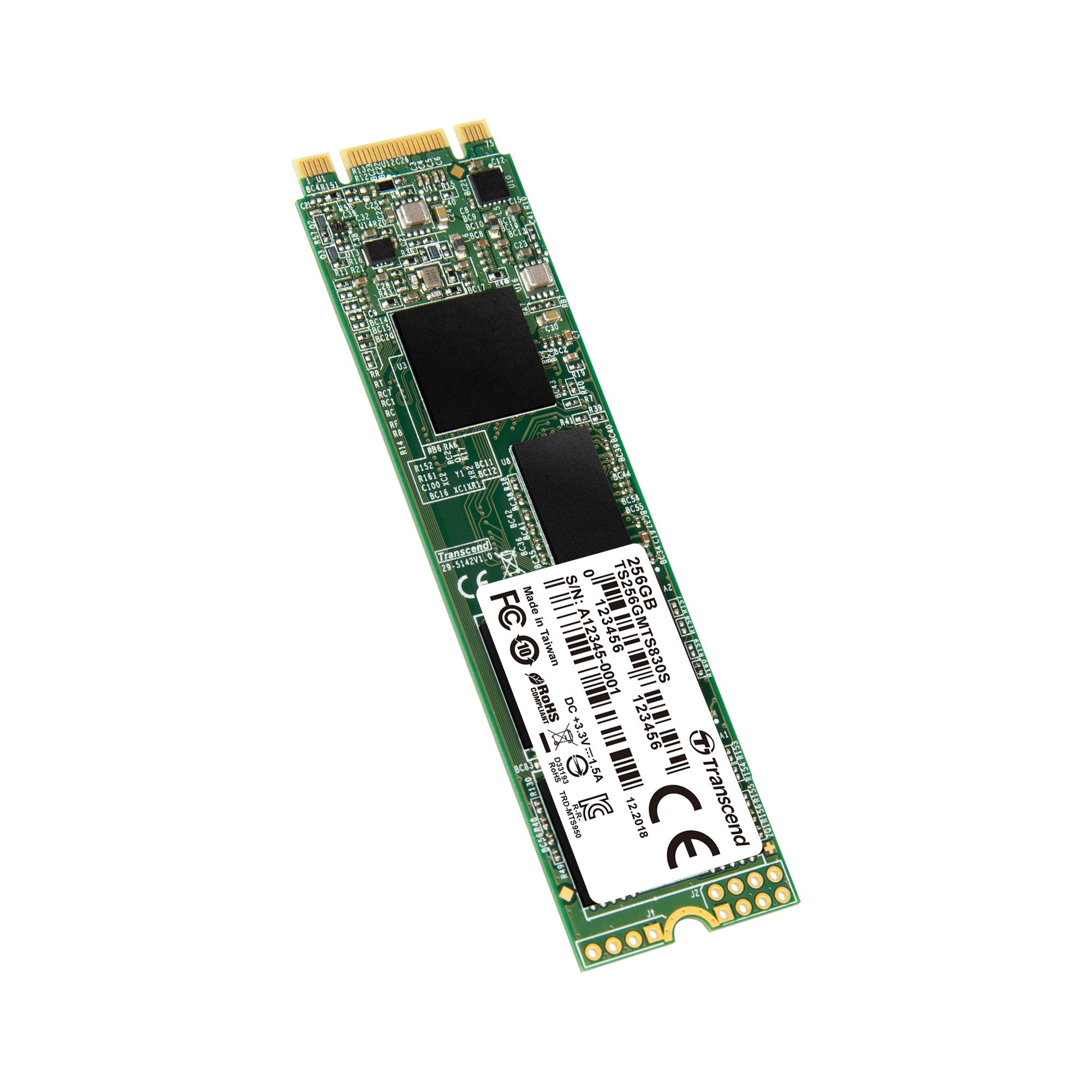 Накопитель SSD Transcend MTS830S, 256Gb, M.2 2280, SATA3, R/W 560/500
