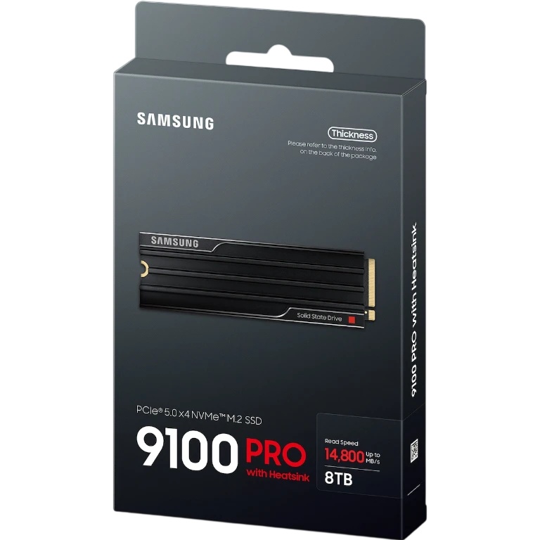 Твердотельный накопитель SSD Samsung M.2 2280 8TB 9100 PRO PCIe Gen5x4 with NVMe, V NAND TLC (V8) In
