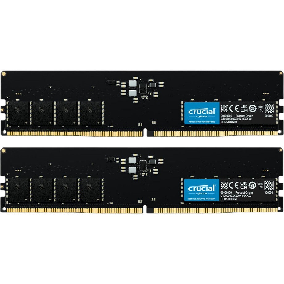 Оперативная память Crucial by Micron  DDR5-5600   64GB Kit (2x32GB)  UDIMM CL46 Black 1.1V, 1 Year W