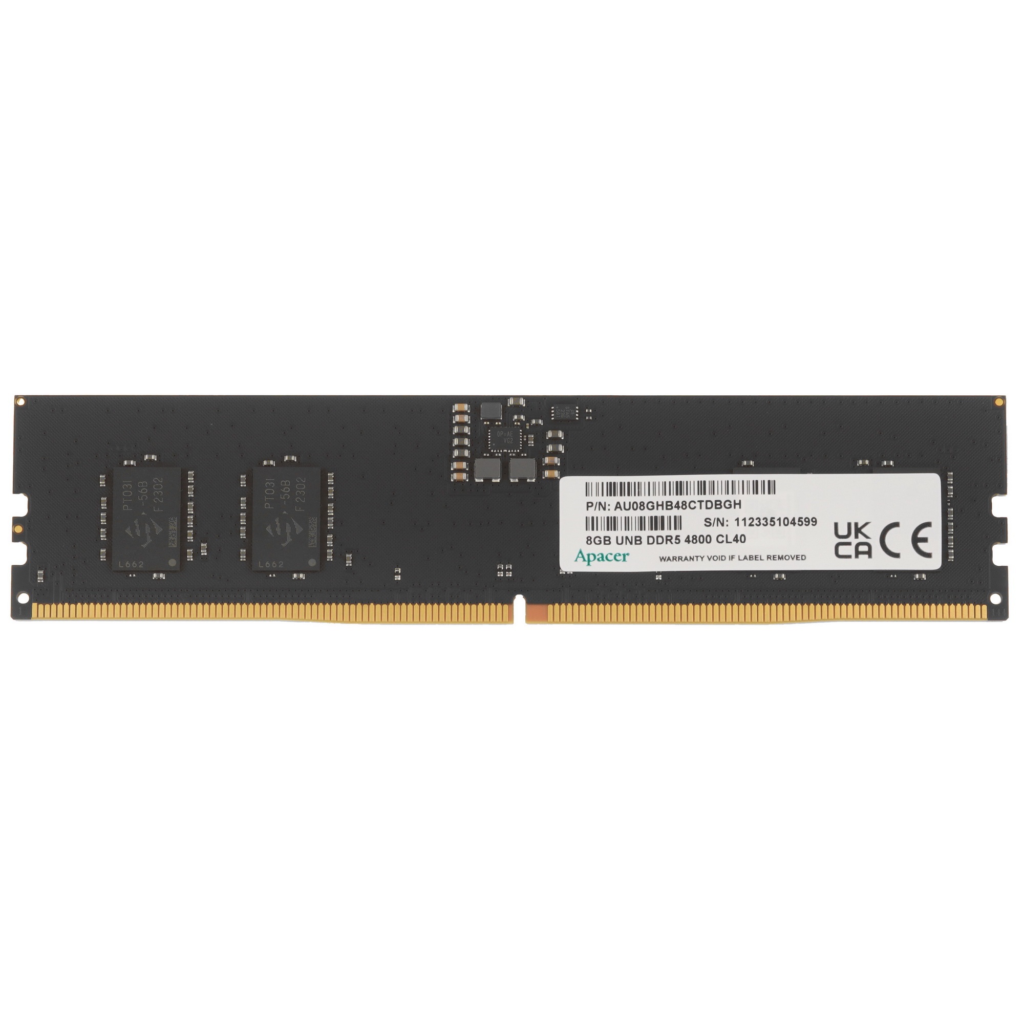 Оперативная память Apacer, DDR5, 8Gb (1x8Gb), 4800MHz, CL40, RTL