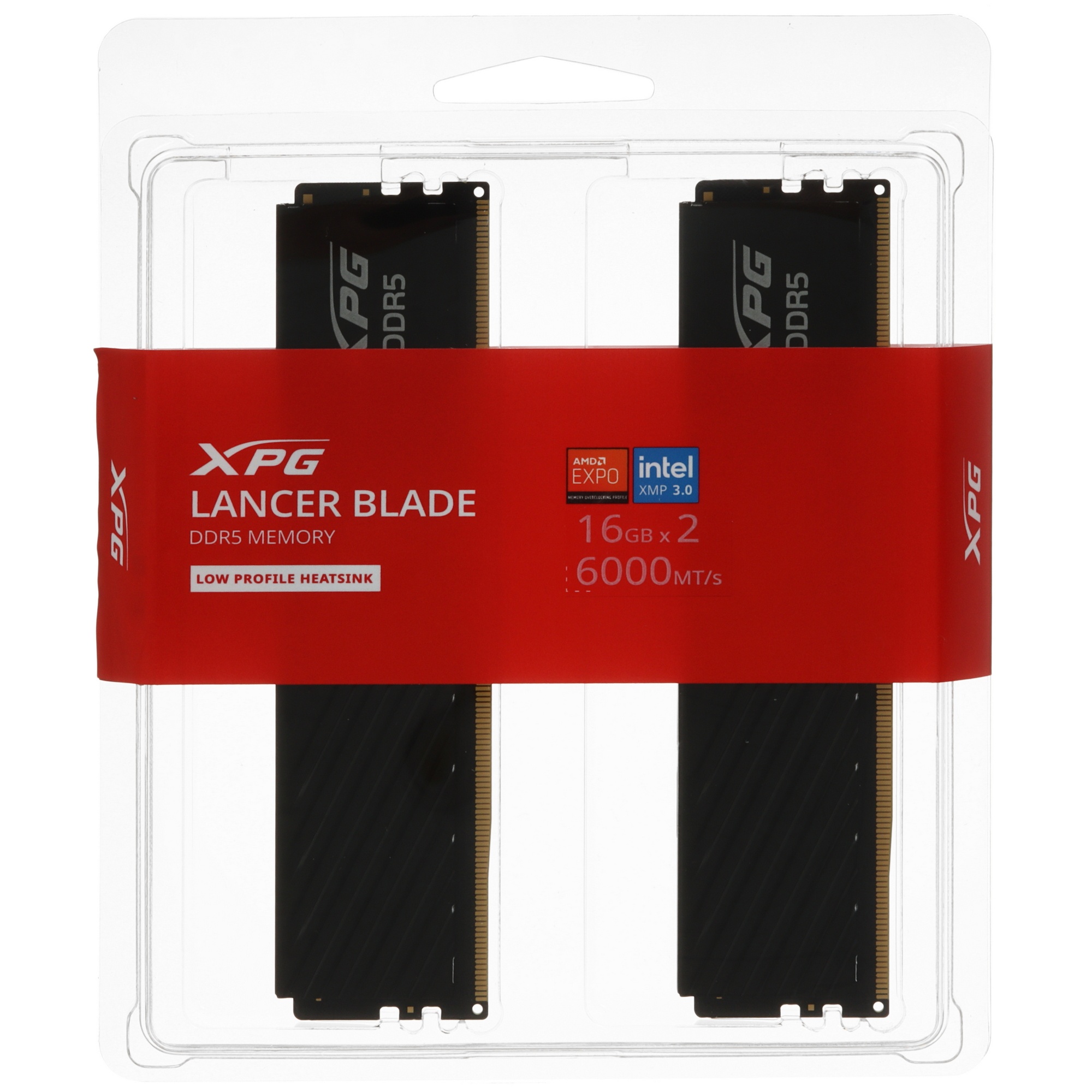 Оперативная память XPG Lancer Blade Black, DDR5, 32GB (2x16GB), 6000MHz, CL34, с радиатором, черный