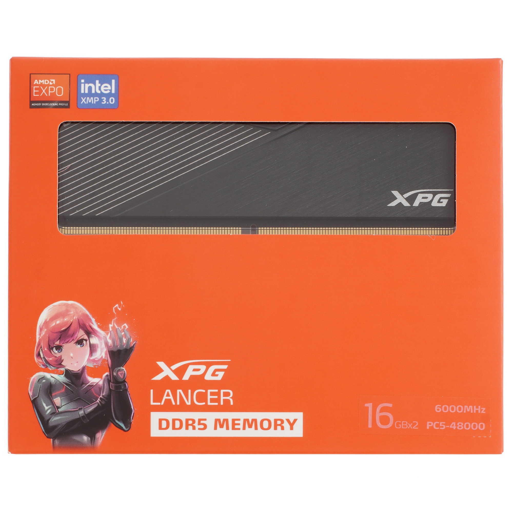 Оперативная память XPG Lancer, DDR5, 32GB (2x16GB), 6000MHz, CL30, с радиаторами, черный