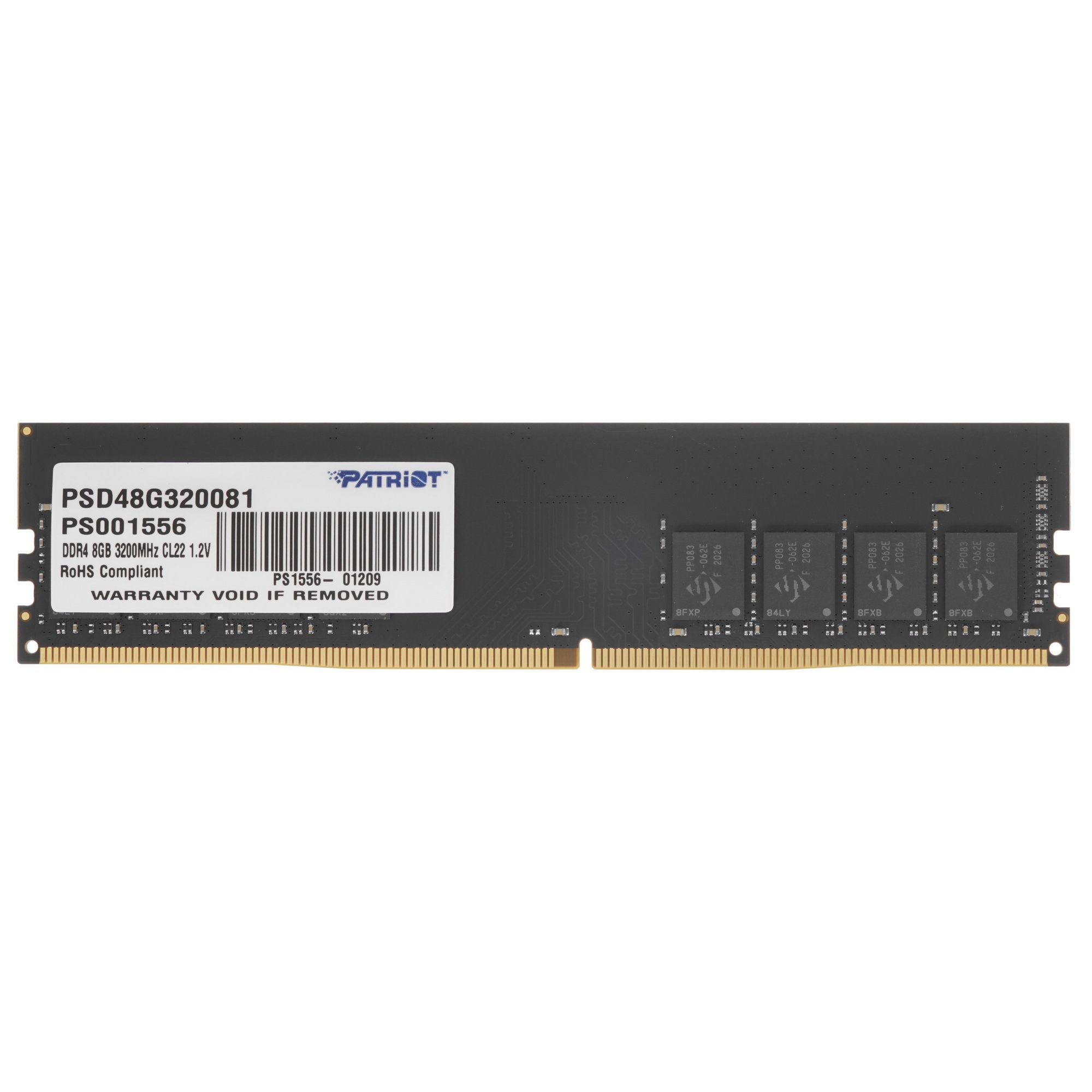 Оперативная память Patriot Signature, DDR4, 8GB (1x8 GB), 3200 MHz, CL22