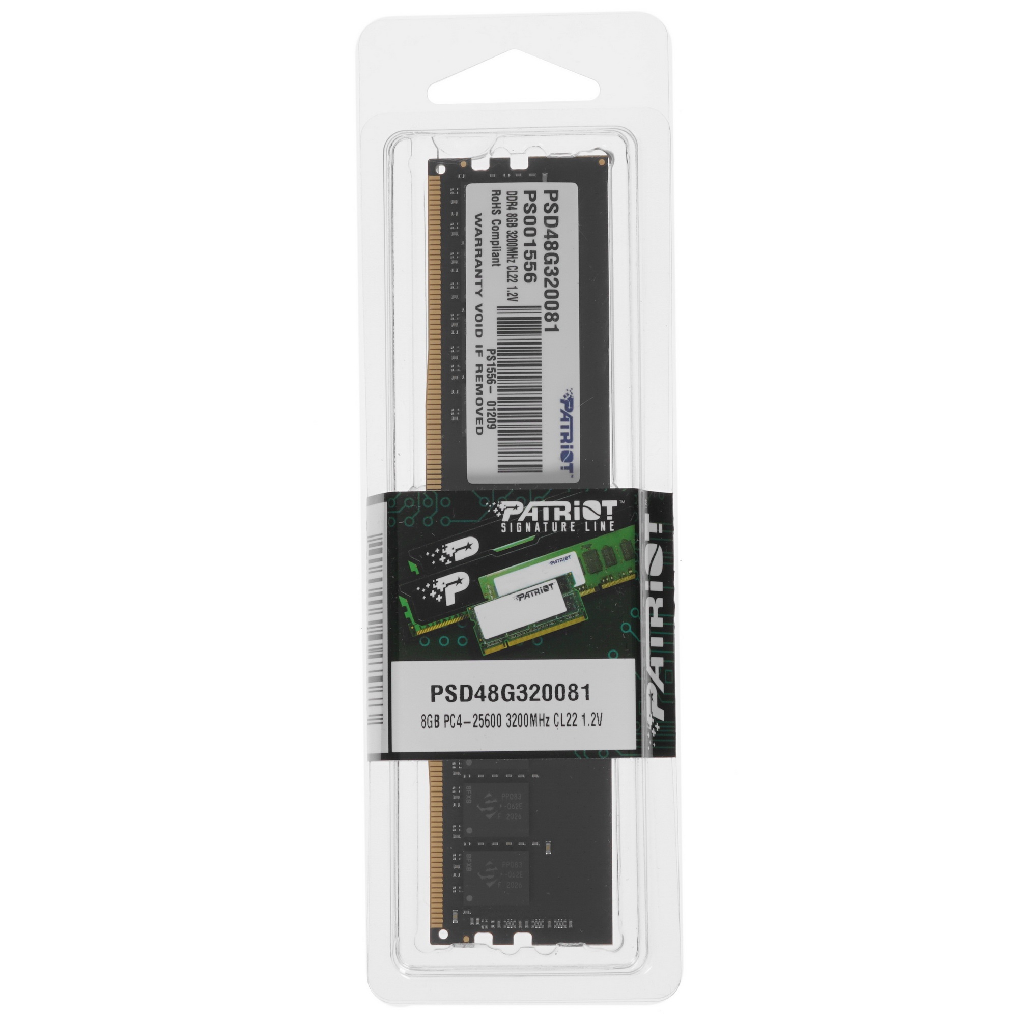Оперативная память Patriot Signature, DDR4, 8GB (1x8 GB), 3200 MHz, CL22