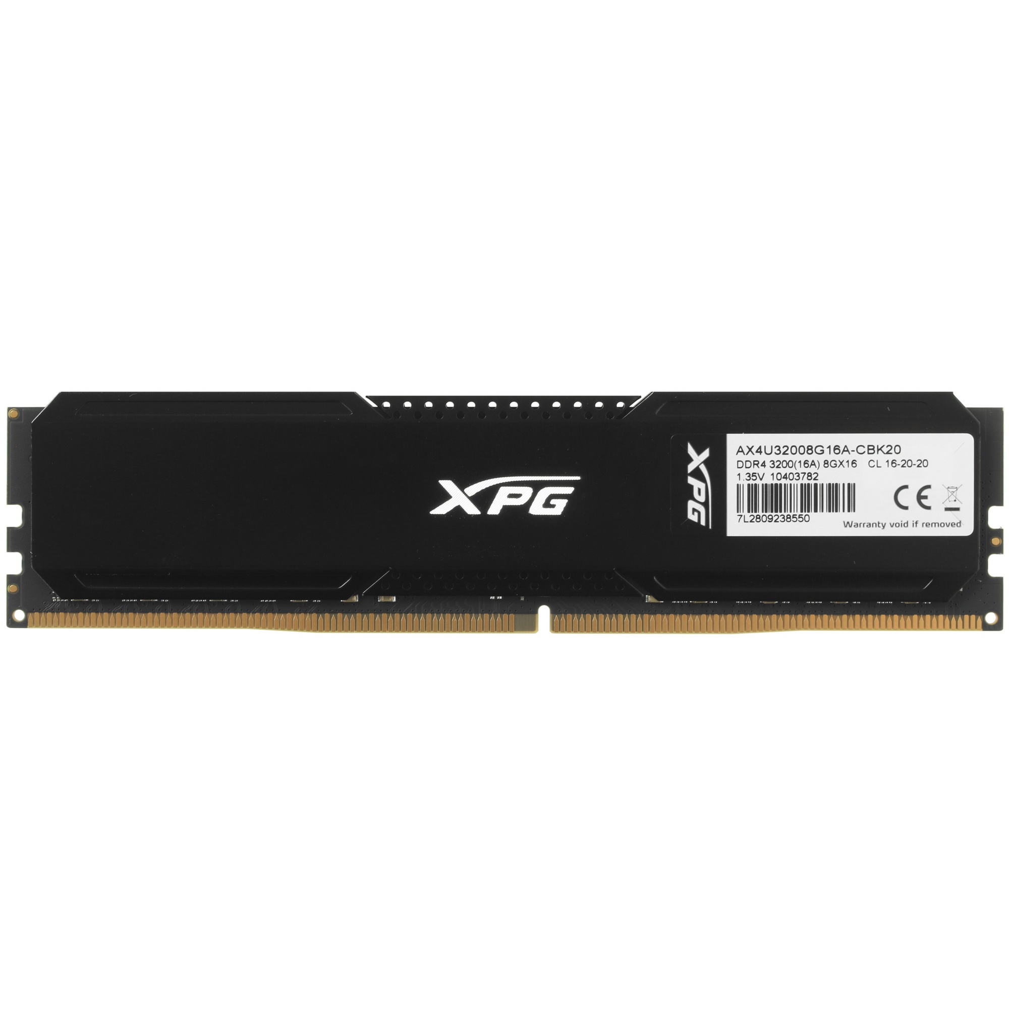 Оперативная память ADATA XPG Gammix D20, DDR4, 8GB (1x8GB), 3200MHz, CL16, UDIMM, с радиатором, черн