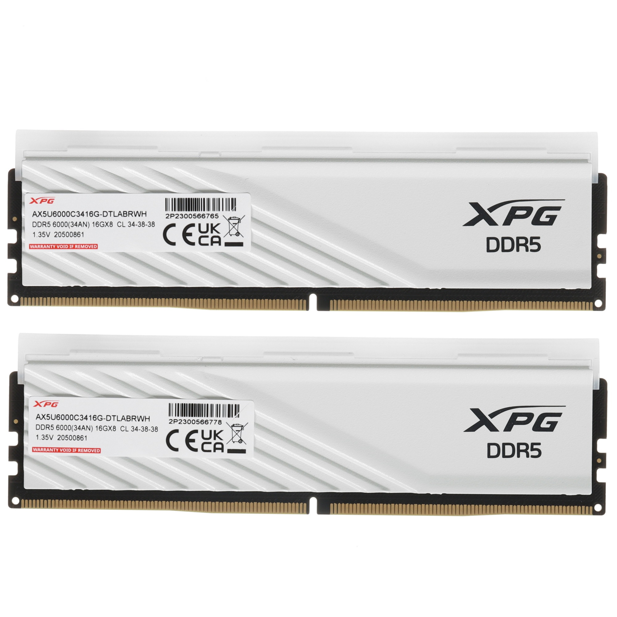 Оперативная память XPG Lancer Blade RGB, DDR5, 32GB (2x16GB), 6000MHz, CL34, с радиаторами, RGB, бел