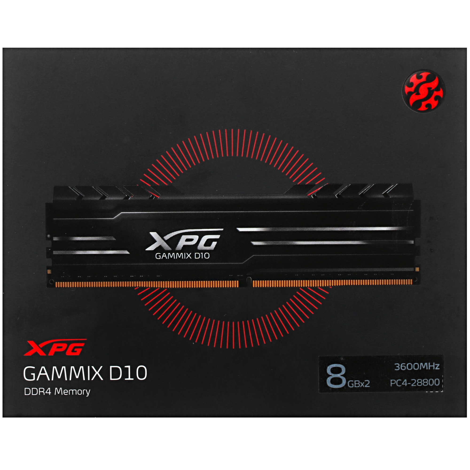 Оперативная память XPG Gammix D10, DDR4, 16GB (2x8GB), 3600MHz, CL18, с радиаторами, черный