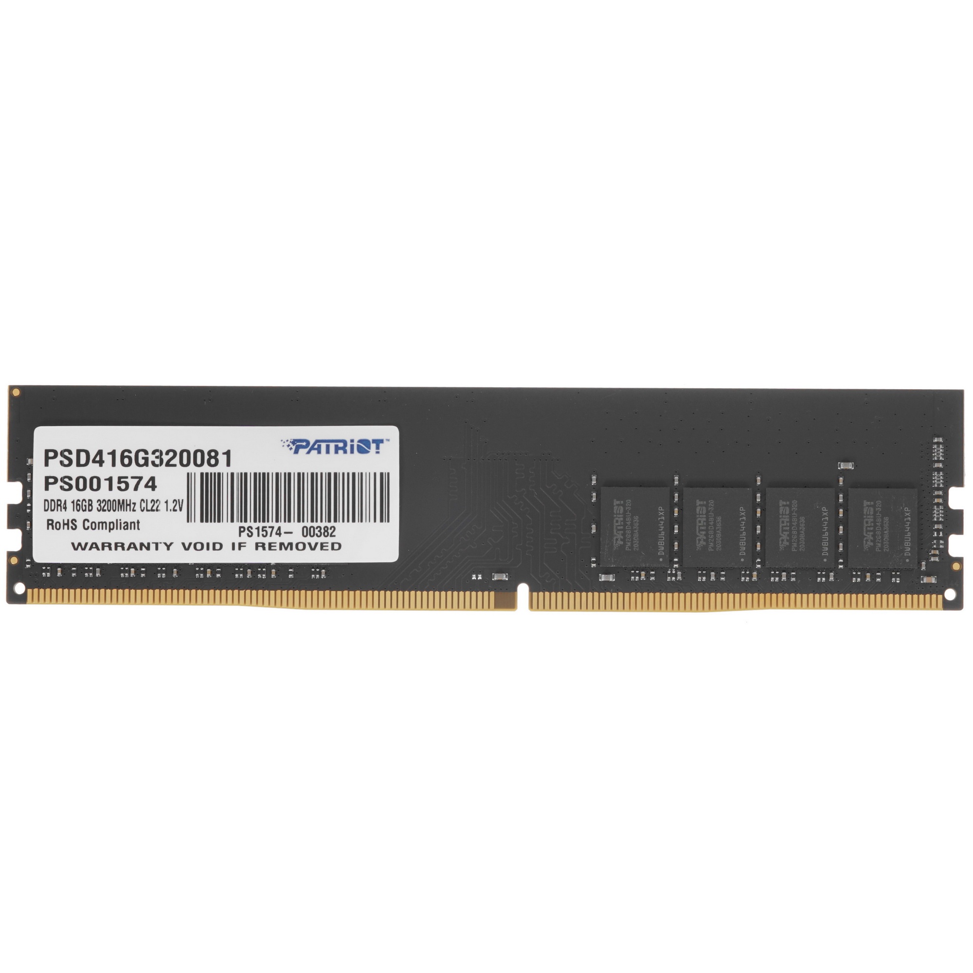 Оперативная память Patriot Signature, DDR4, 16GB (1x16 GB), 3200 MHz, CL22