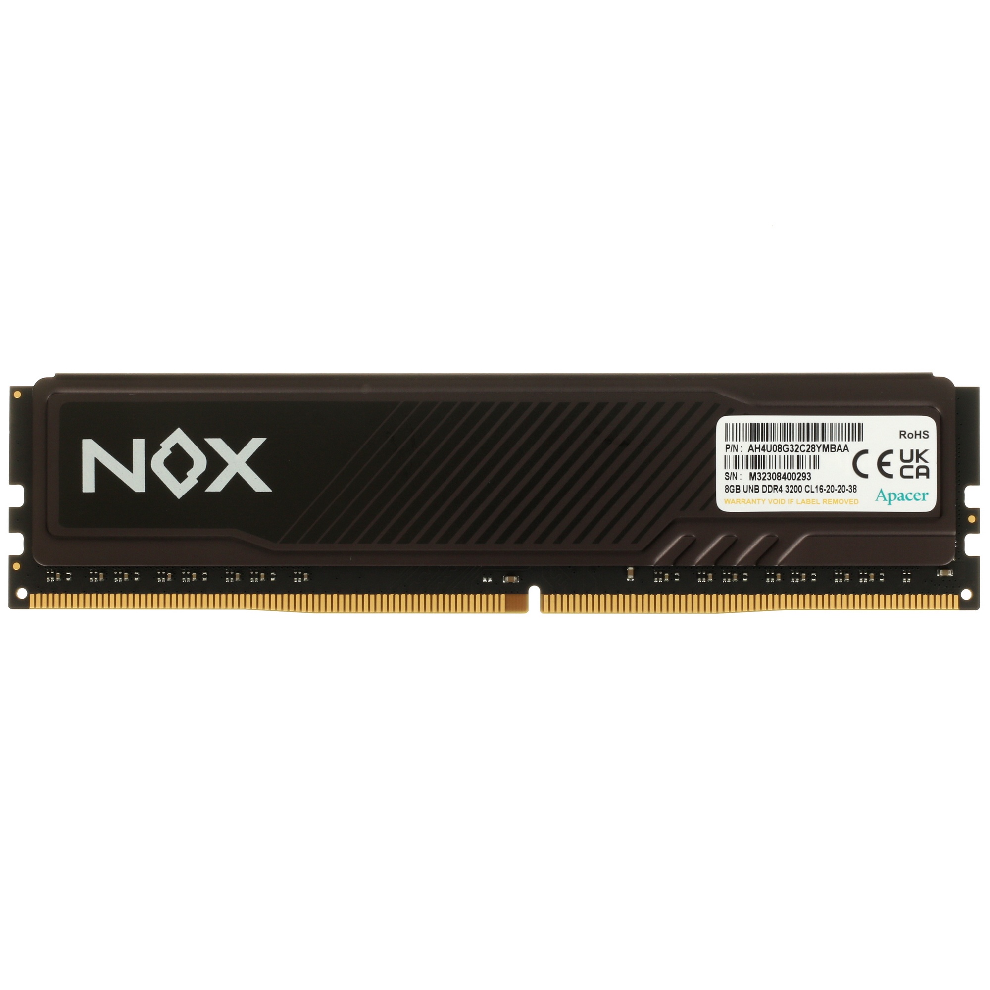 Оперативная память Apacer Nox, DDR4, 8GB (1x8GB), 3200MHz, UDIMM, CL16, с радиатором, серый