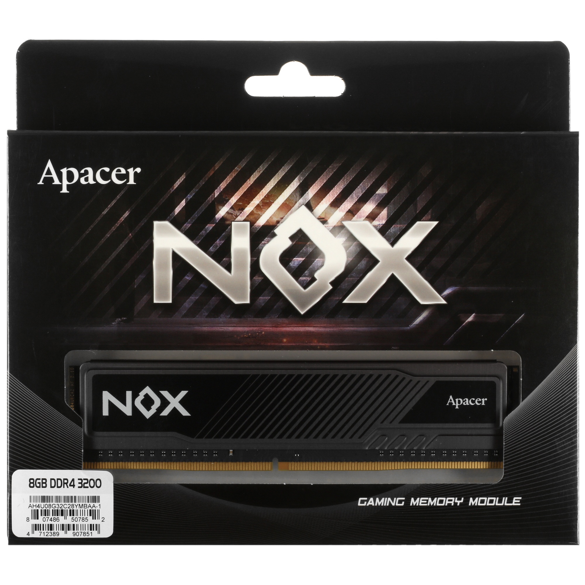 Оперативная память Apacer Nox, DDR4, 8GB (1x8GB), 3200MHz, UDIMM, CL16, с радиатором, серый