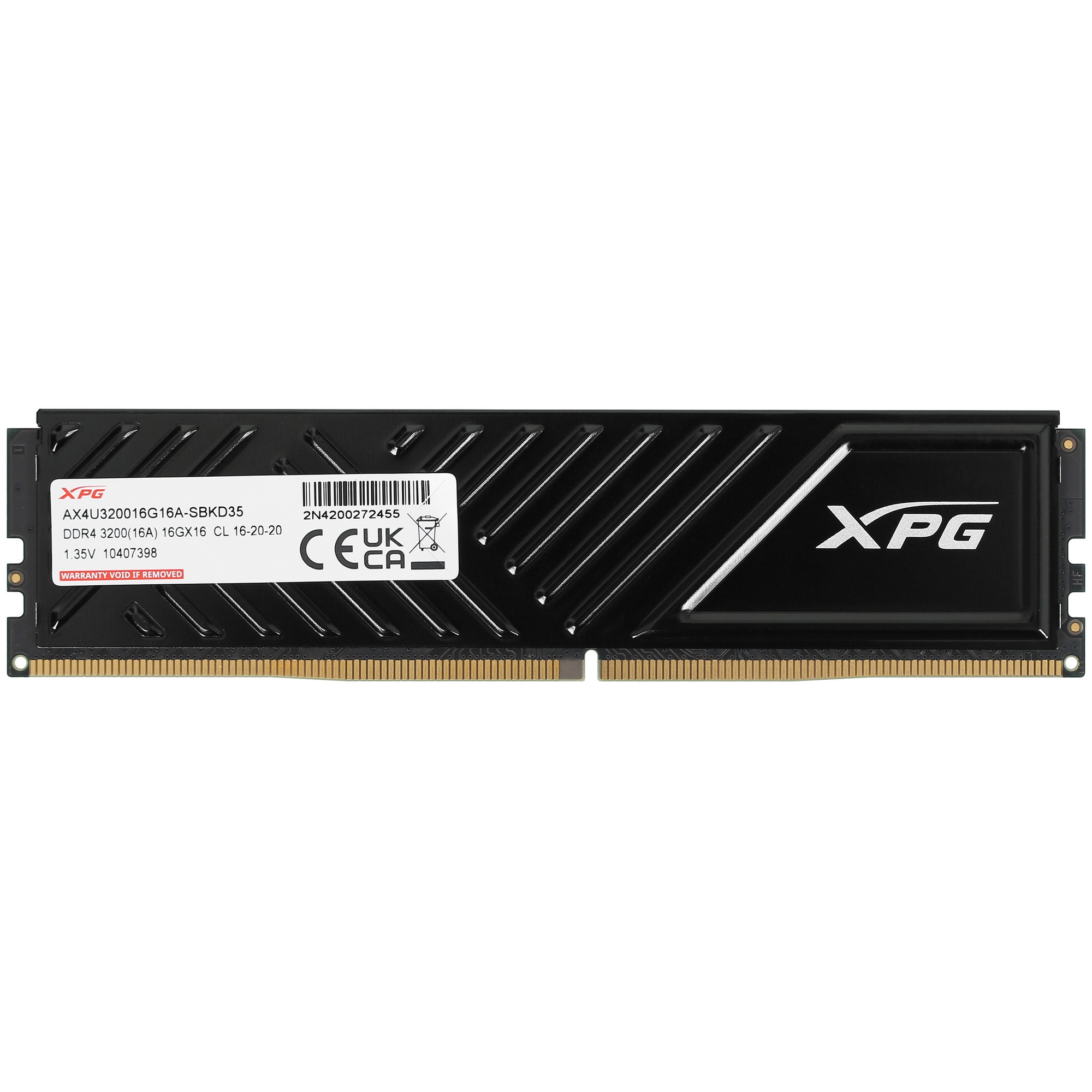 Оперативная память XPG Gammix D35, DDR4, 16GB (1x16GB), 3200MHz, CL16, с радиатором, черный