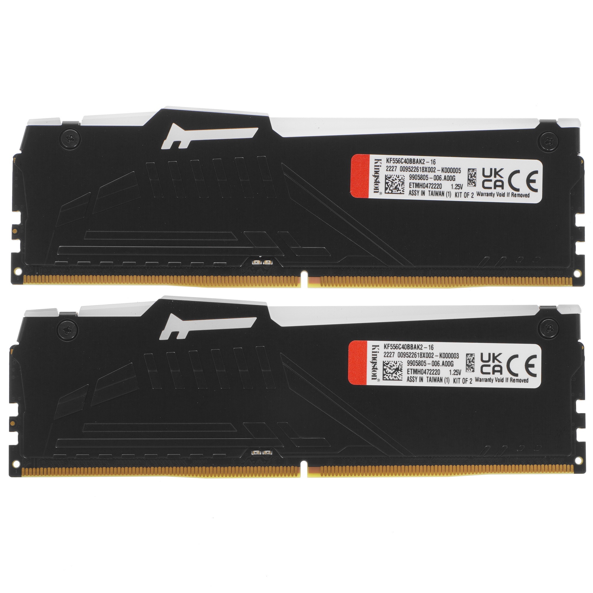 Оперативная память Kingston Fury Beast, DDR5, 16GB (2x8GB), 5600MHz, CL40, с радиаторами, RGB, черны