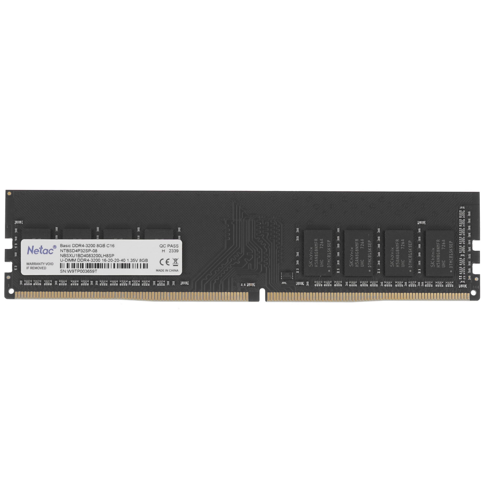 Оперативная память NETAC Basic, DDR4, 8GB (1x8GB), 3200MHz, CL16