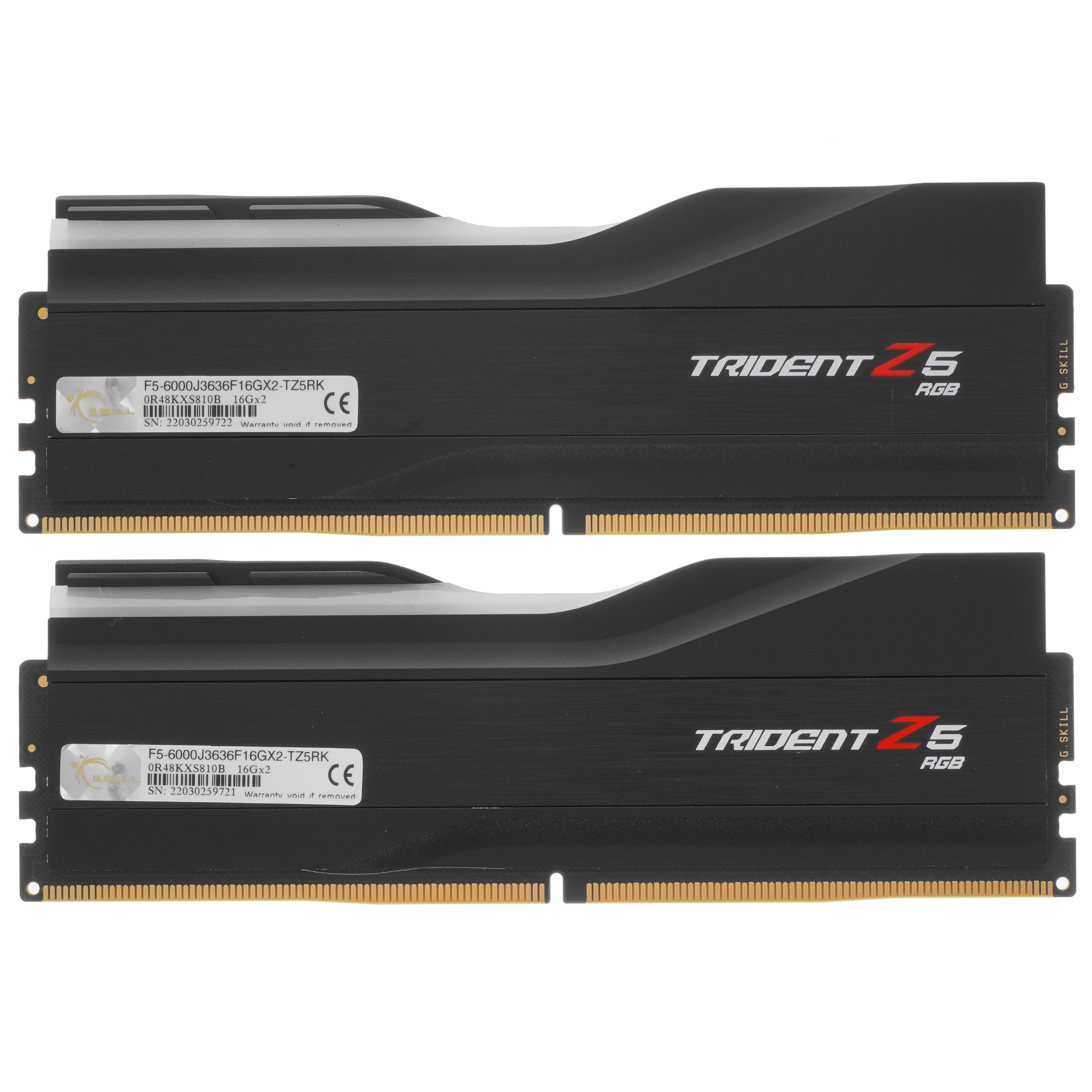 Оперативная память G.Skill Trident Z5 RGB, DDR5, 32GB (2x16GB), 6000MHz, CL36, с радиаторами, RGB, ч