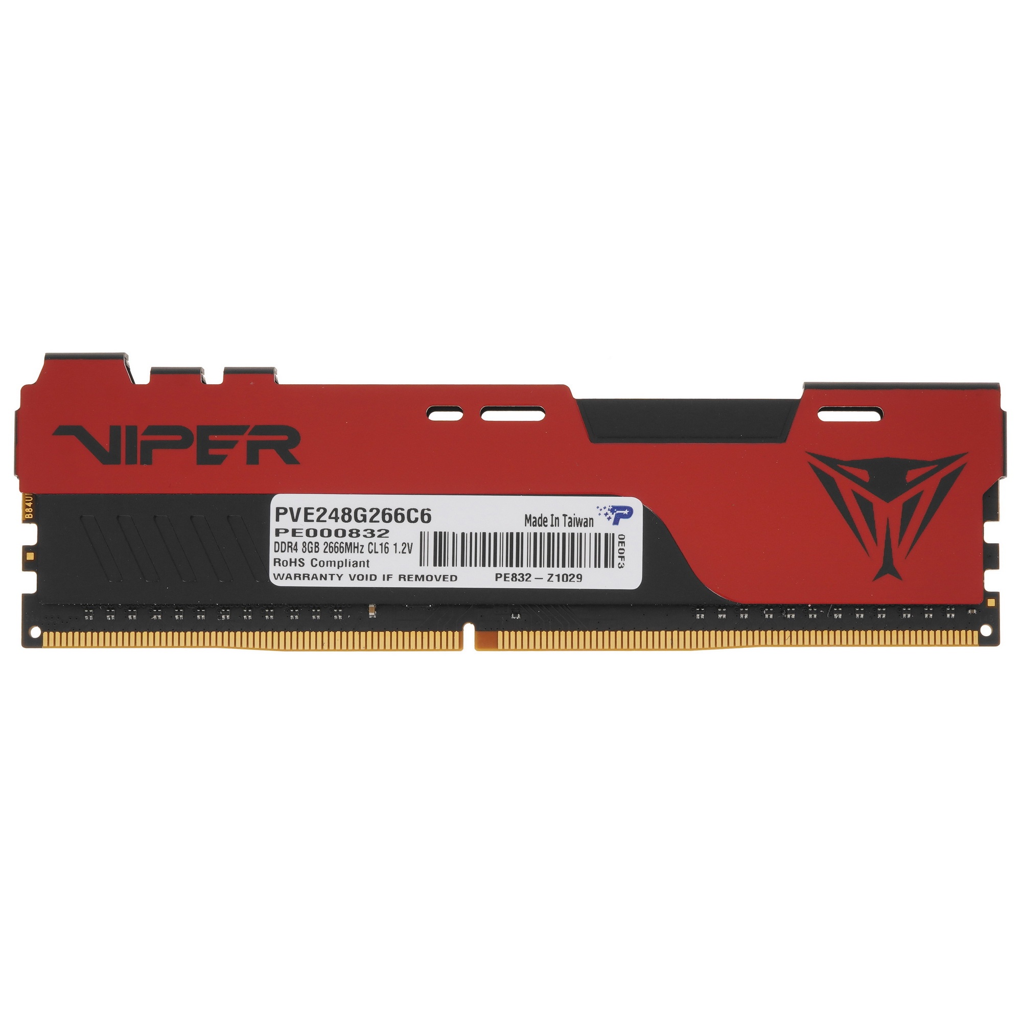Оперативная память Patriot Viper Elite II, DDR4, 8GB (1x8 GB), 2666 MHz, CL16, радиатор, красный
