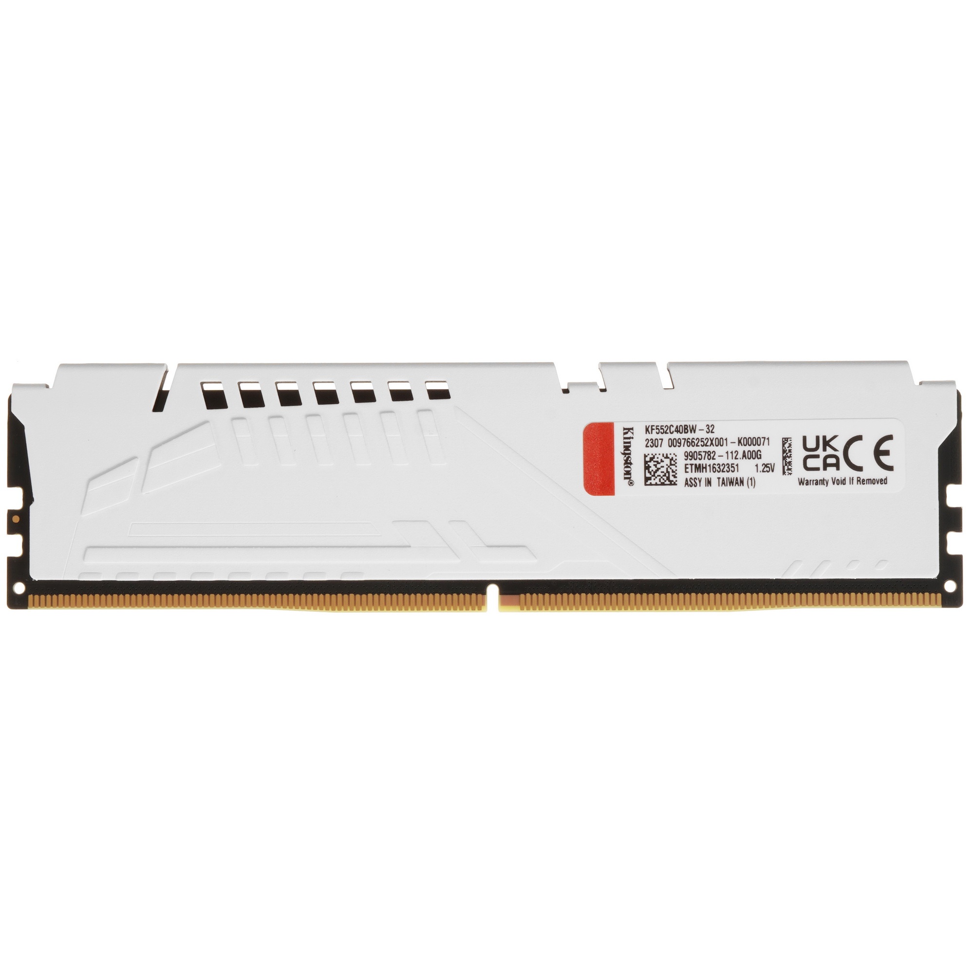 Оперативная память Kingston Fury Beast, DDR5, 32GB (1x32GB), 5200MHz, CL40, радиатор, белый