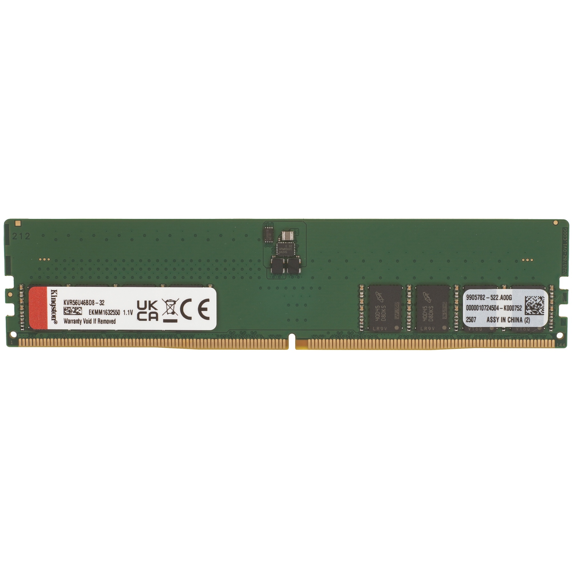Оперативная память Kingston ValueRAM, DDR5, 32GB (1x32GB), 5600MHz, CL46