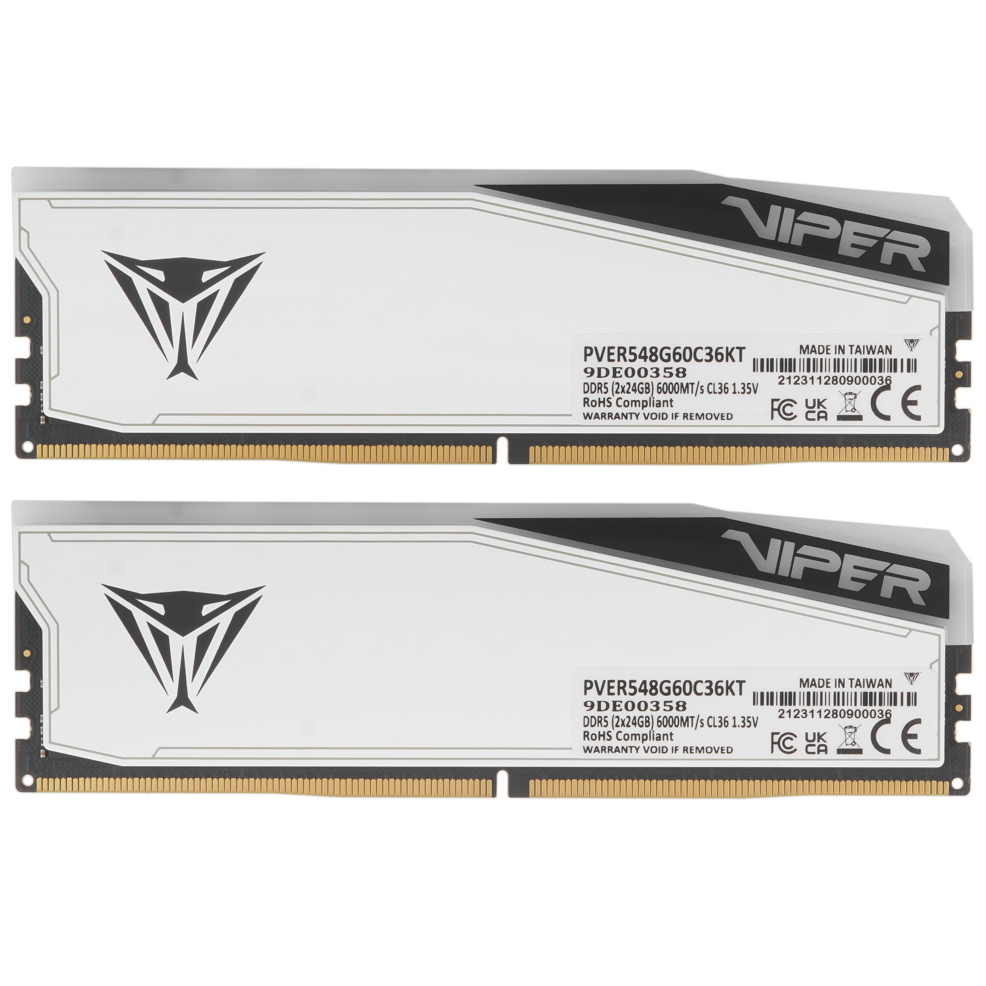 Оперативная память Patriot Viper Elite 5 TUF Gaming, DDR5, 48GB (2x24 GB), 6000 MHz, CL36, радиатор,