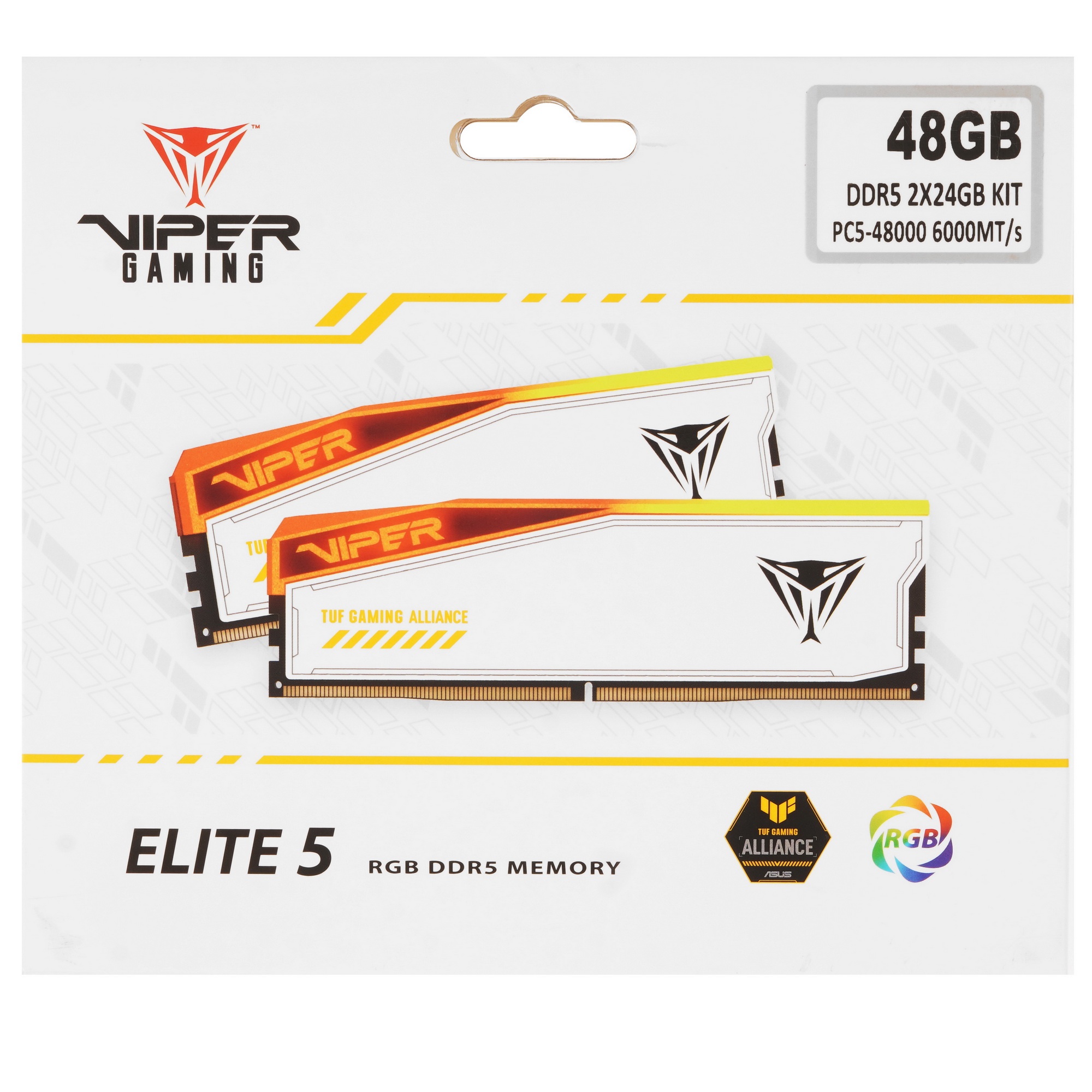 Оперативная память Patriot Viper Elite 5 TUF Gaming, DDR5, 48GB (2x24 GB), 6000 MHz, CL36, радиатор,