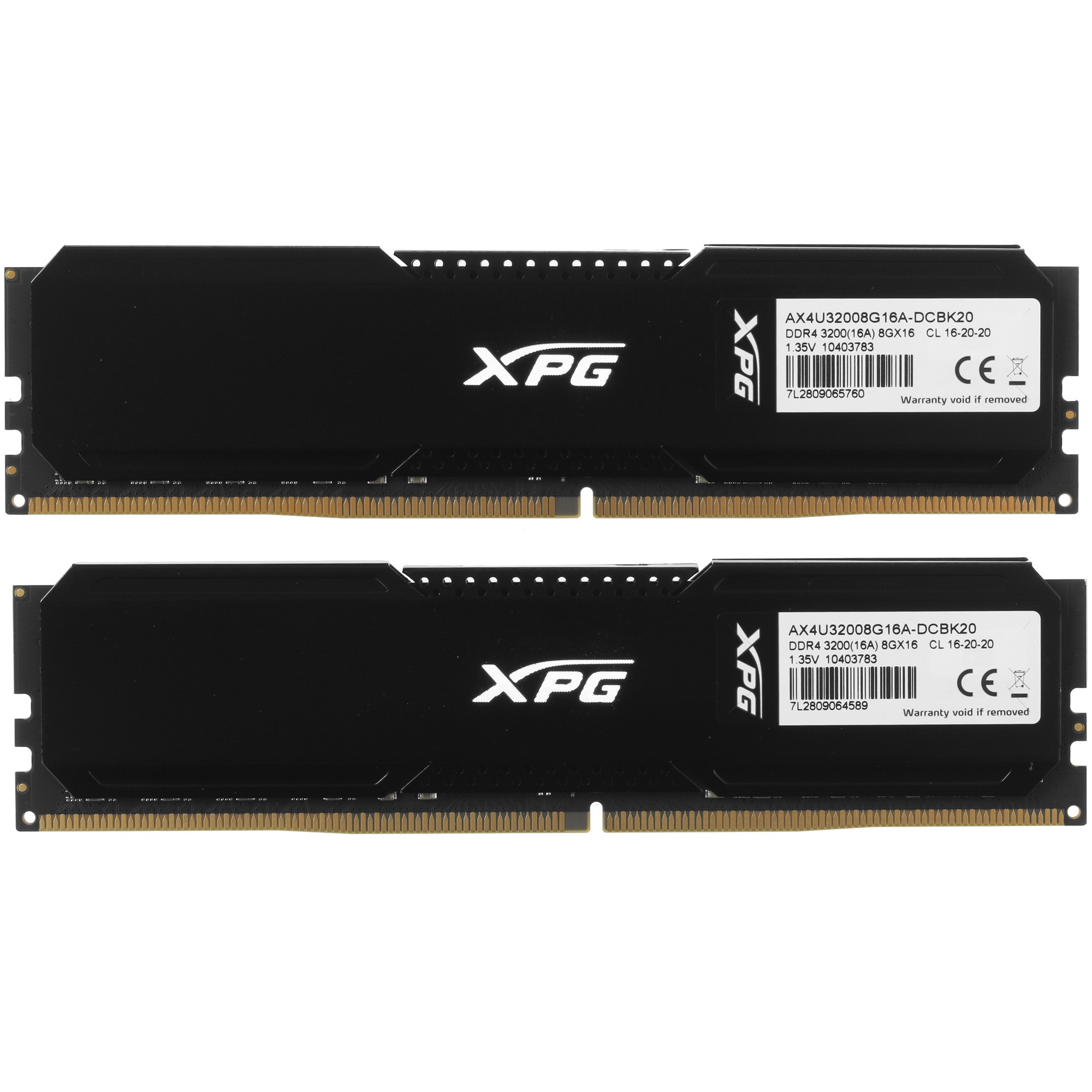 Оперативная память XPG Gammix D20, DDR4, 16GB (2x8GB), 3200MHz, CL16, UDIMM, с радиатором, черный