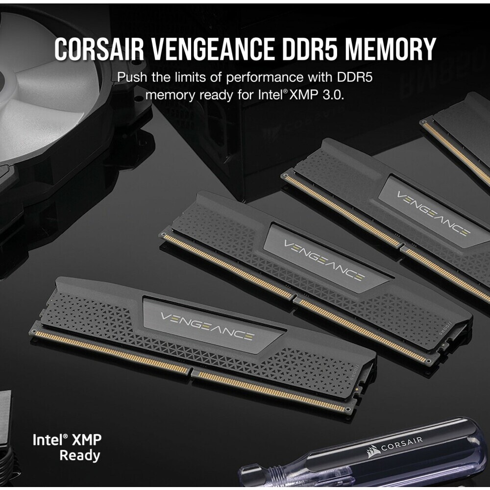 Оперативная память Corsair Vengeance, DDR5, 32GB (2x16 GB), 5600 MHz, CL40, радиатор, чёрный