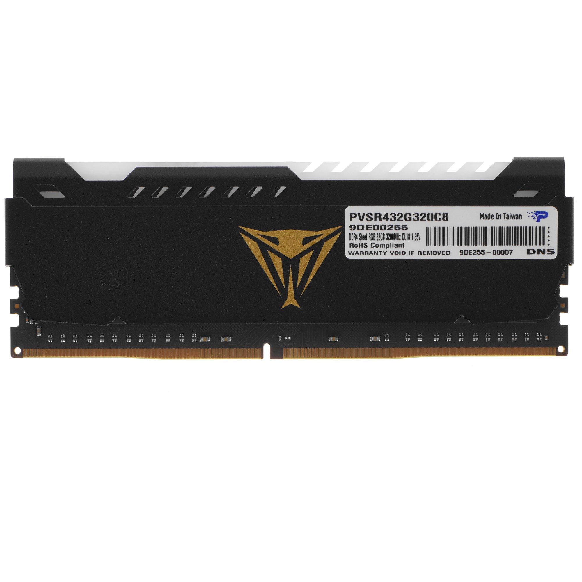 Оперативная память Patriot Viper Steel, DDR4, 32GB (1x32GB), 3200MHz, CL18, с радиатором, RGB, черны
