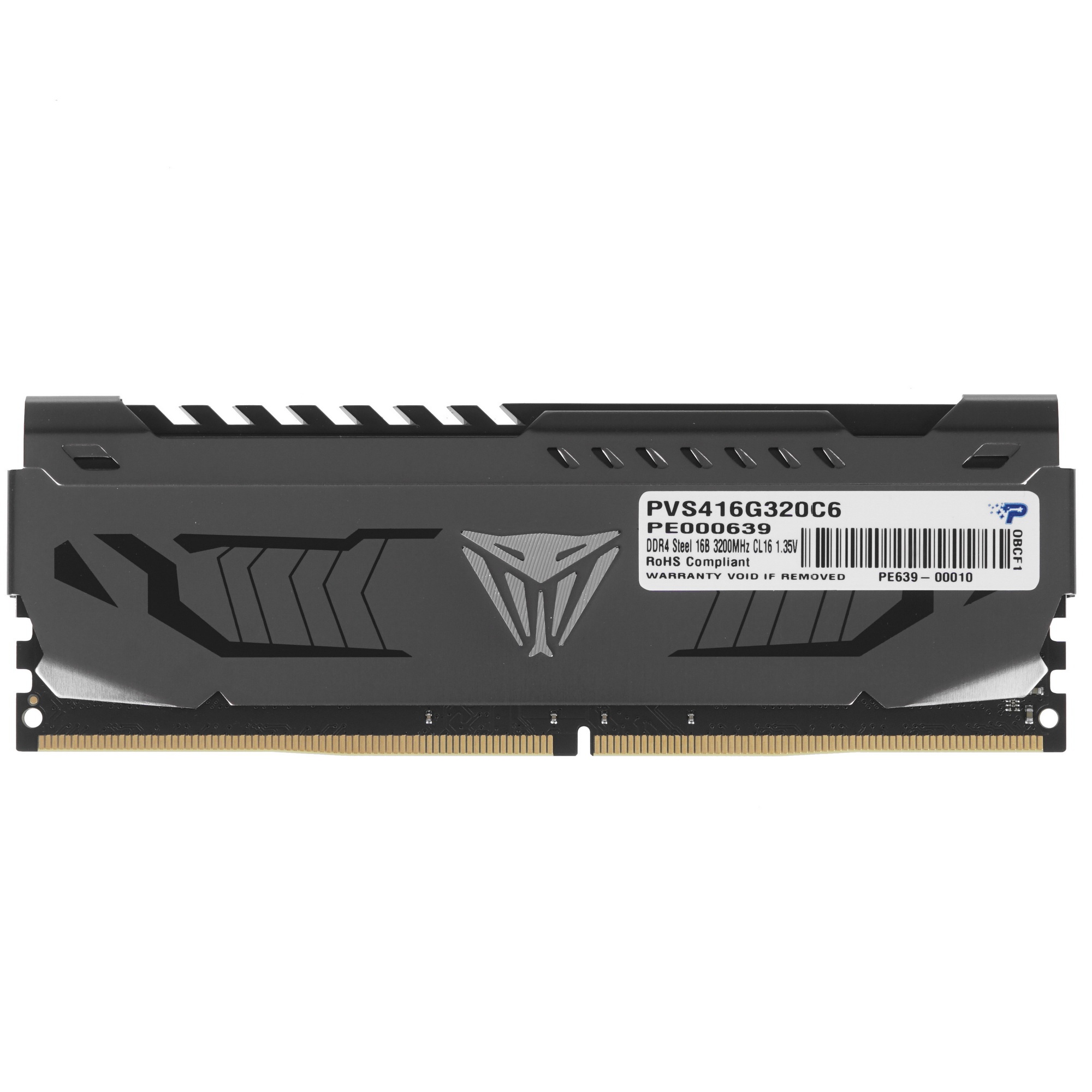 Оперативная память Patriot Viper Steel, DDR4, 16GB (1x16 GB), 3200 MHz, CL16, радиатор, чёрный