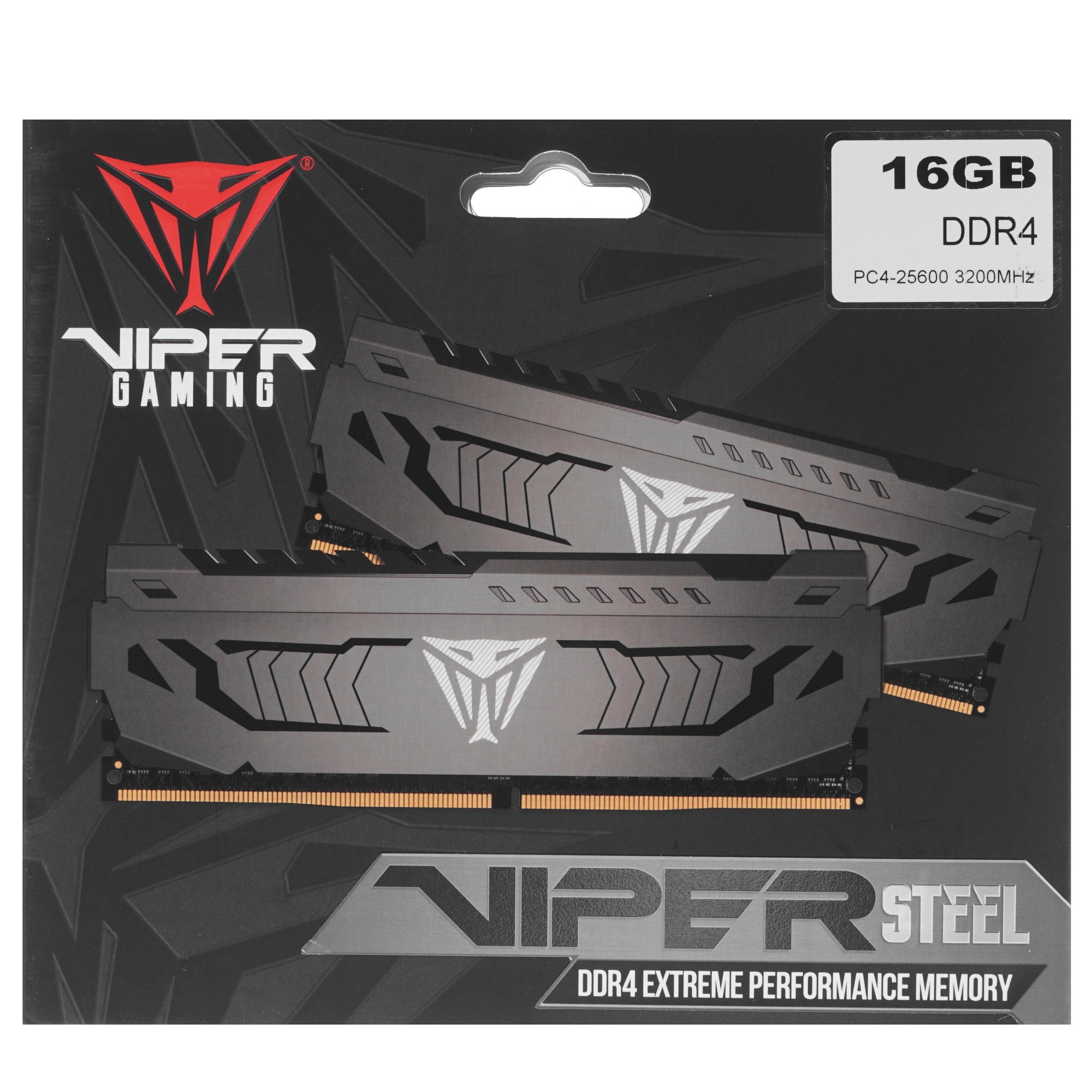Оперативная память Patriot Viper Steel, DDR4, 16GB (1x16 GB), 3200 MHz, CL16, радиатор, чёрный