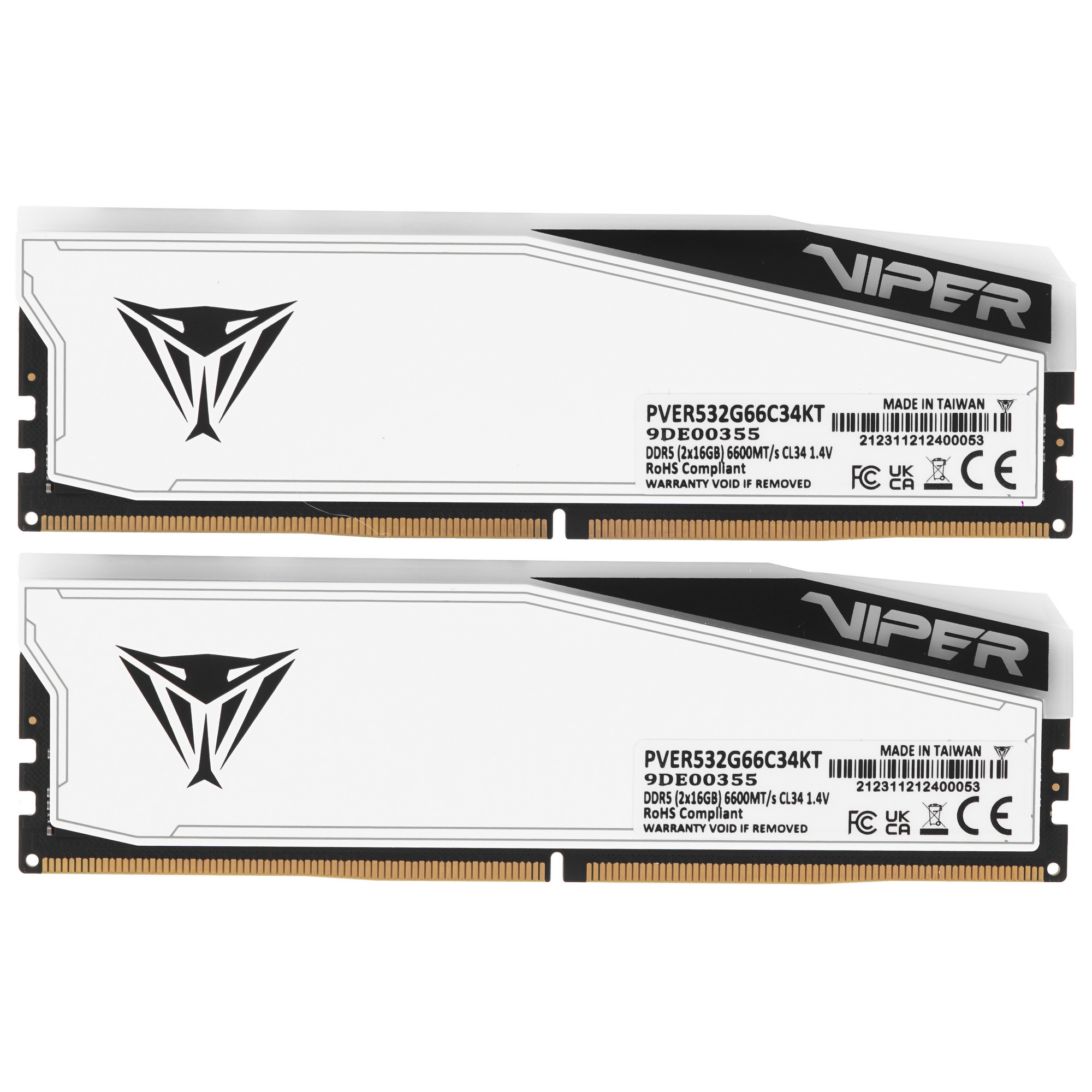 Оперативная память Patriot Viper Elite 5 TUF Gaming, DDR5, 32GB (2x16 GB), 6600 MHz, CL34, радиатор,
