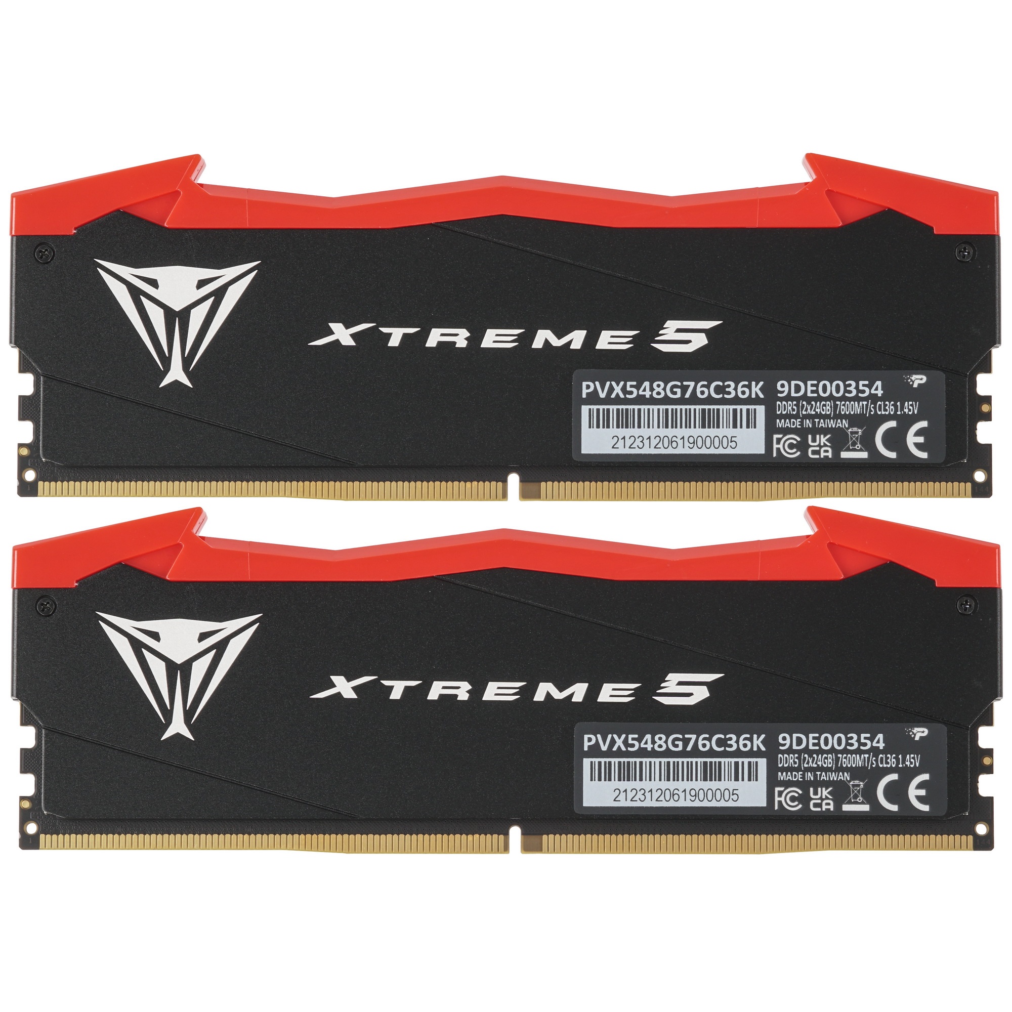 Оперативная память Patriot Viper Xtreme 5, DDR5, 48GB (2x24GB), 7600MHz, CL36, с радиаторами, черный