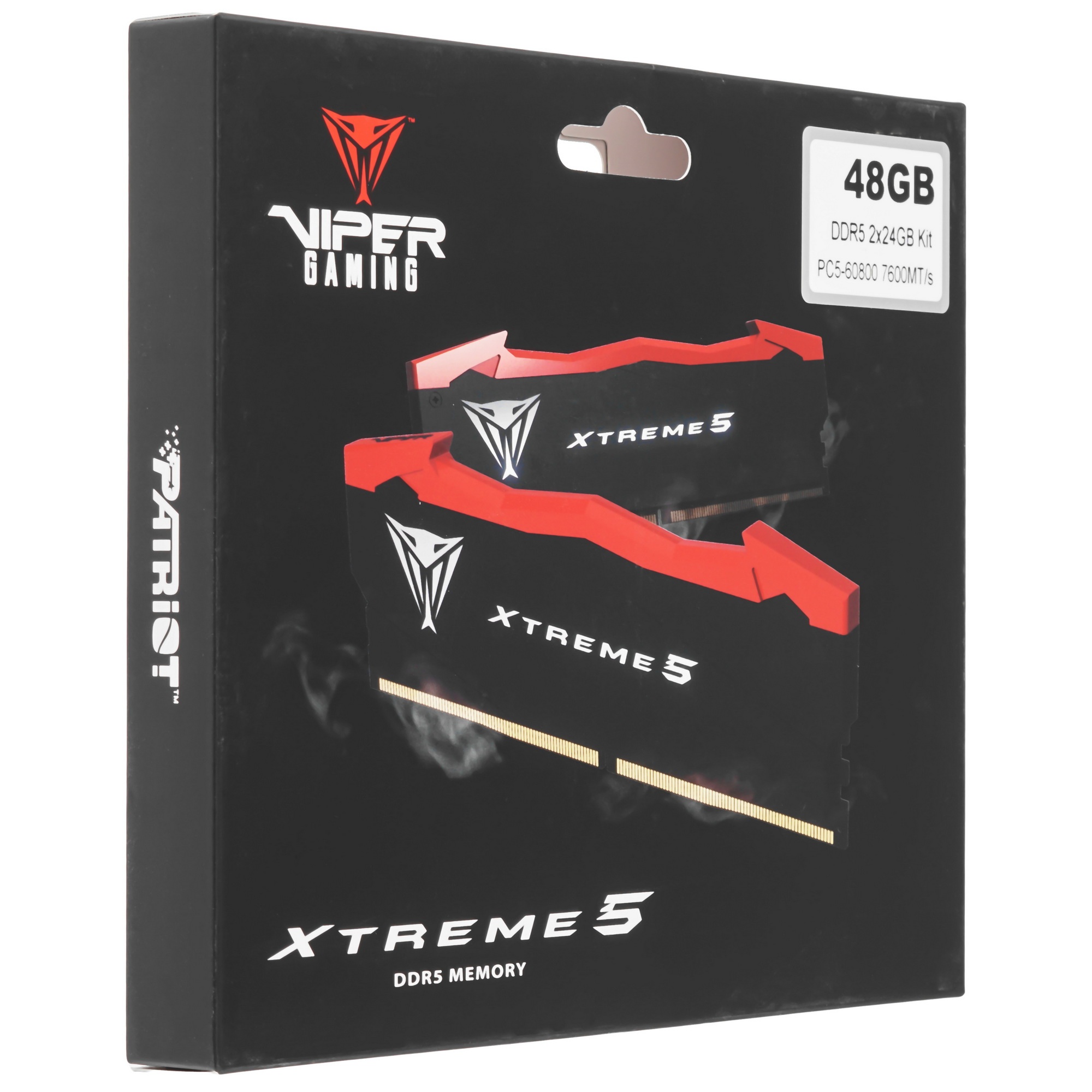 Оперативная память Patriot Viper Xtreme 5, DDR5, 48GB (2x24GB), 7600MHz, CL36, с радиаторами, черный